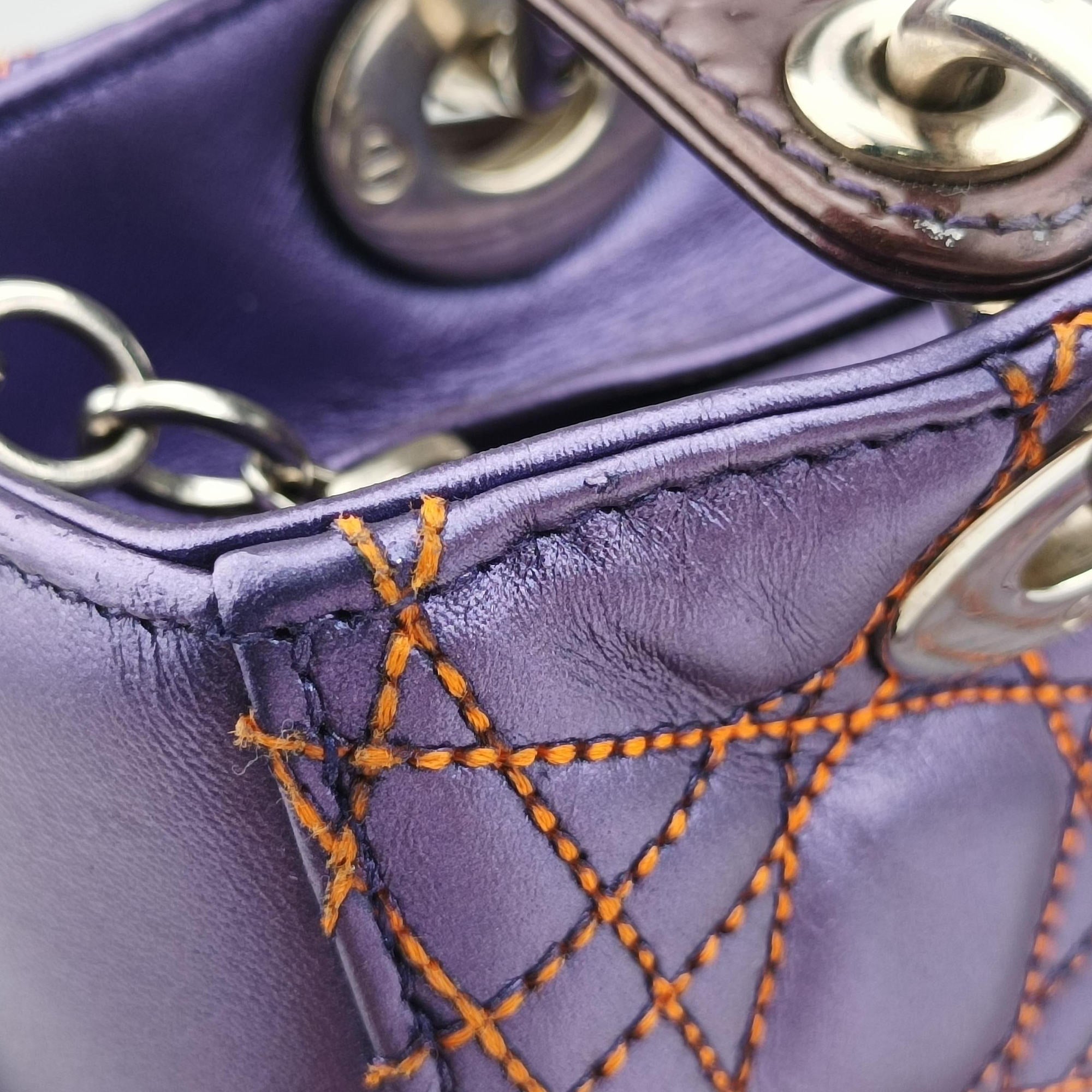 Lady Dior Purple×Orange×Brown Lambskin 15-BO-1111レディディオール パープル×オレンジ×ブラウン ラムスキン 15-BO-1111