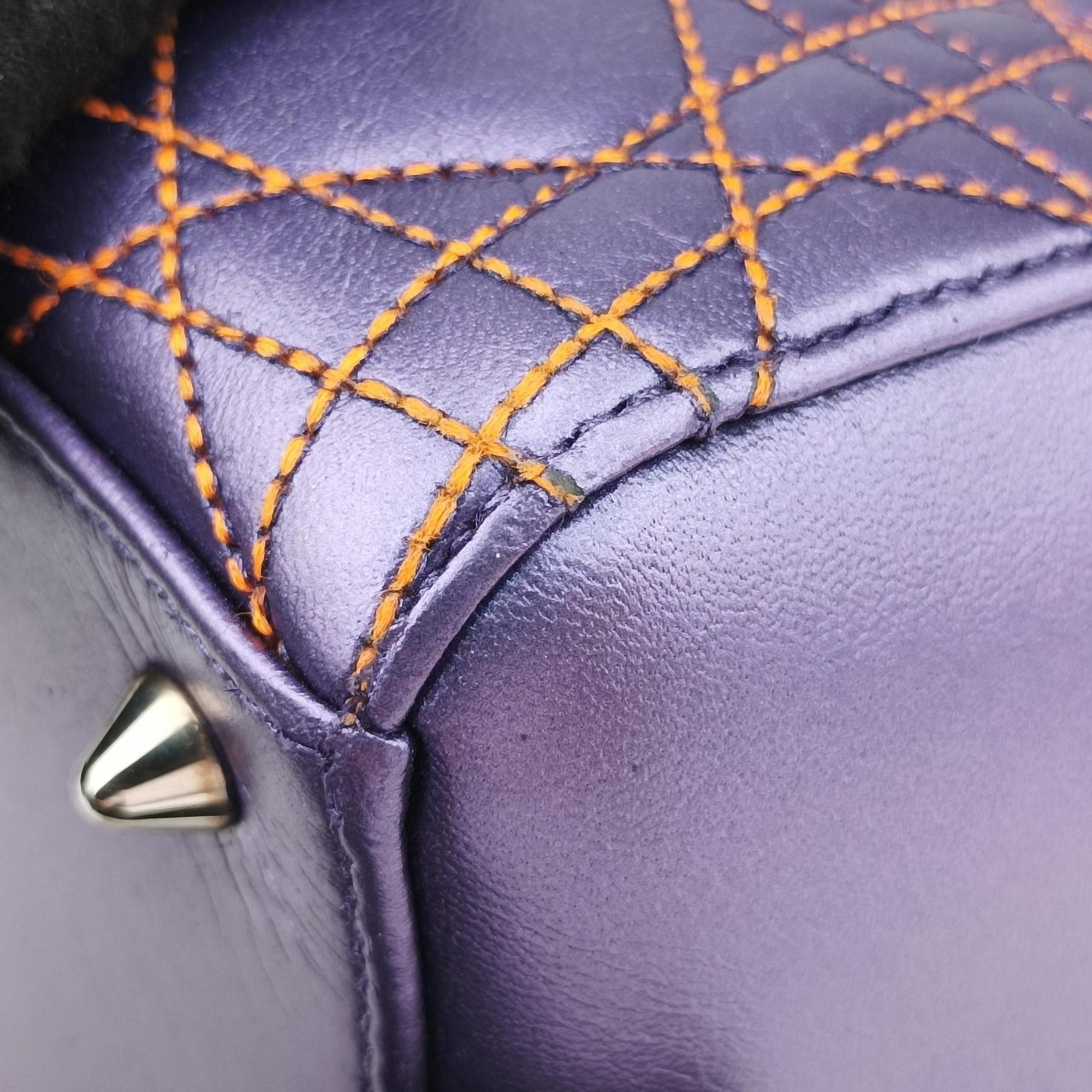 Lady Dior Purple×Orange×Brown Lambskin 15-BO-1111レディディオール パープル×オレンジ×ブラウン ラムスキン 15-BO-1111