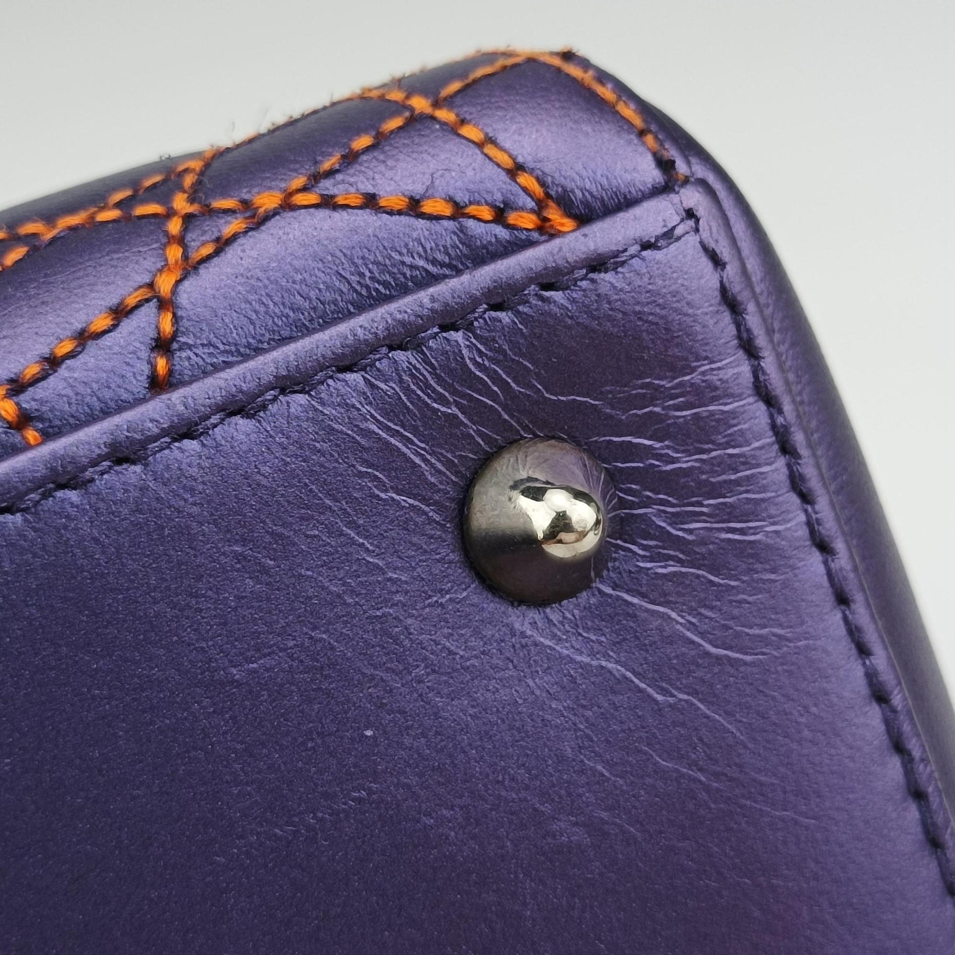 Lady Dior Purple×Orange×Brown Lambskin 15-BO-1111レディディオール パープル×オレンジ×ブラウン ラムスキン 15-BO-1111