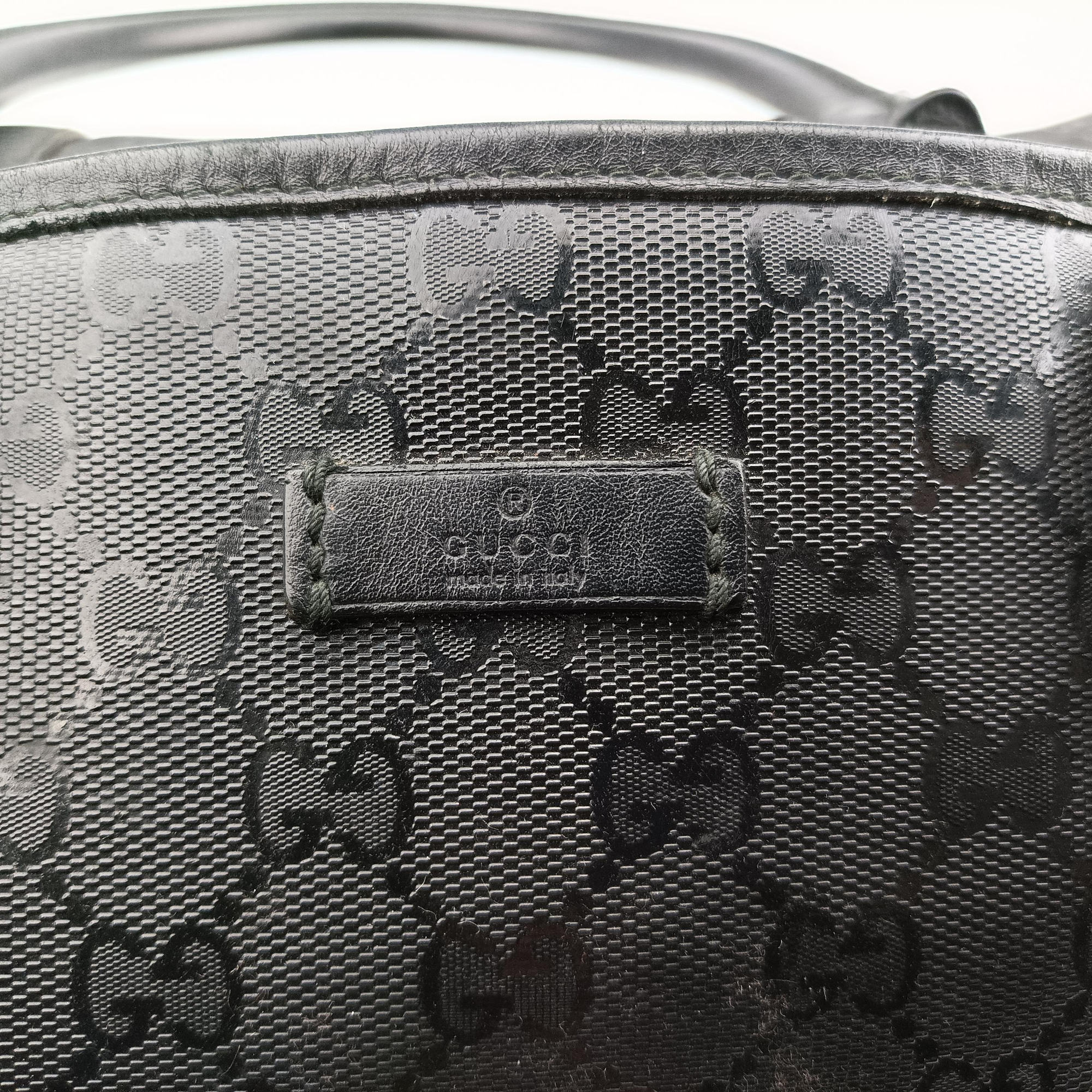GG Imprime tote Black PVC coated canvas 223668 A8998506GGインプリメトートバッグ ブラック PVCコーティングキャンバス 223668 A8998506