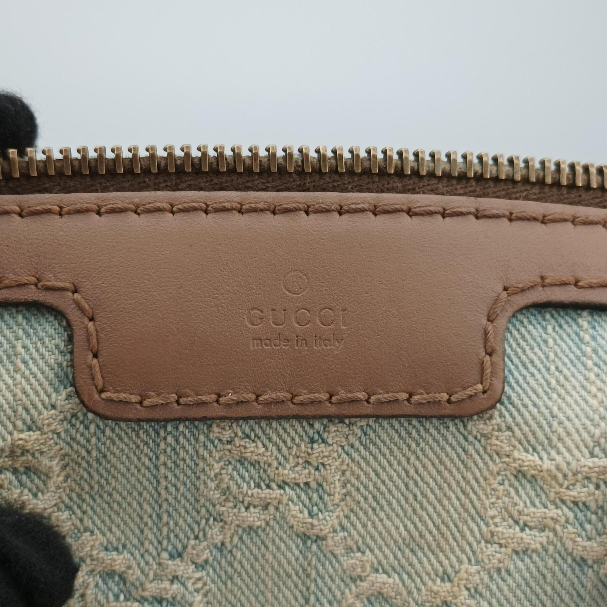 Vintage Web Blue× Brown GG Denim × Calf Leather 247205 E015399170ヴィンテージウェブ ブルー × ブラウン デニムキャンバス × レザー 247205 E015399170