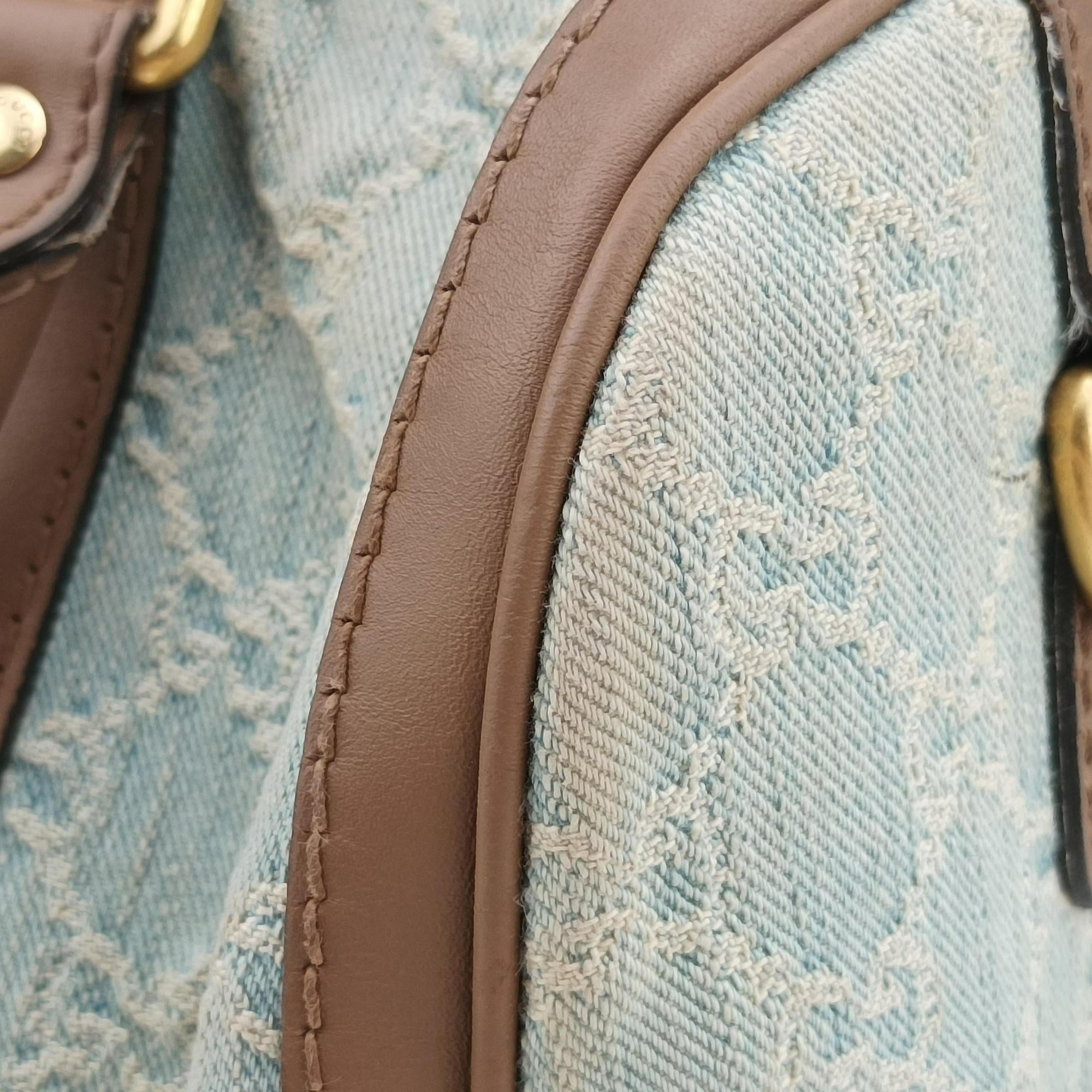 Vintage Web Blue× Brown GG Denim × Calf Leather 247205 E015399170ヴィンテージウェブ ブルー × ブラウン デニムキャンバス × レザー 247205 E015399170