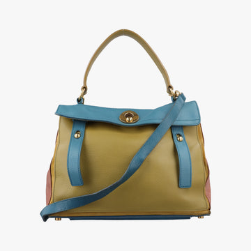 Muse Two Blue x beige×brown Leather 197149 197149.527411ミューズトゥ ブルー×ベージュ×ブラウン レザー 197149 197149.527411