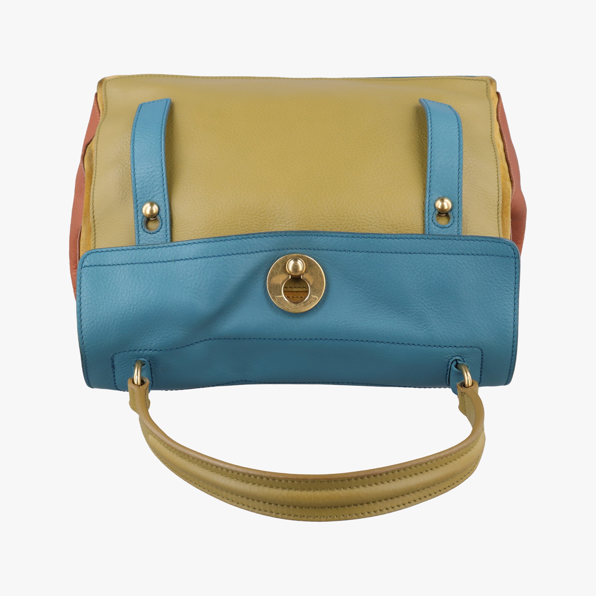 Muse Two Blue x beige×brown Leather 197149 197149.527411ミューズトゥ ブルー×ベージュ×ブラウン レザー 197149 197149.527411