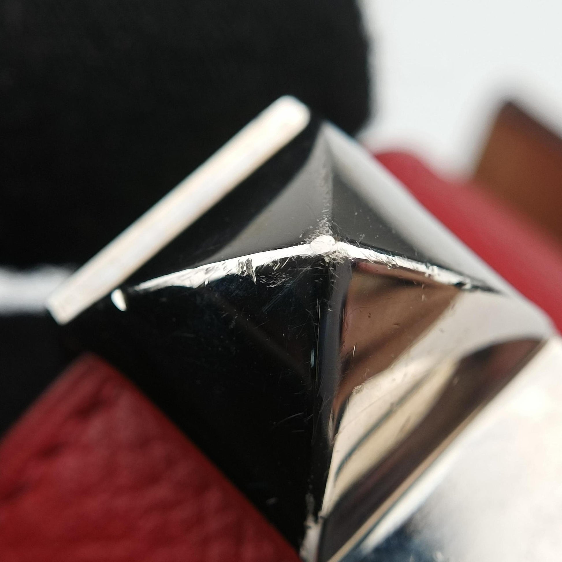 Collier de chien Red×silver Leather×GP SI▢Qコリエ ド シアン レッド×シルバー レザー×GP SI▢Q