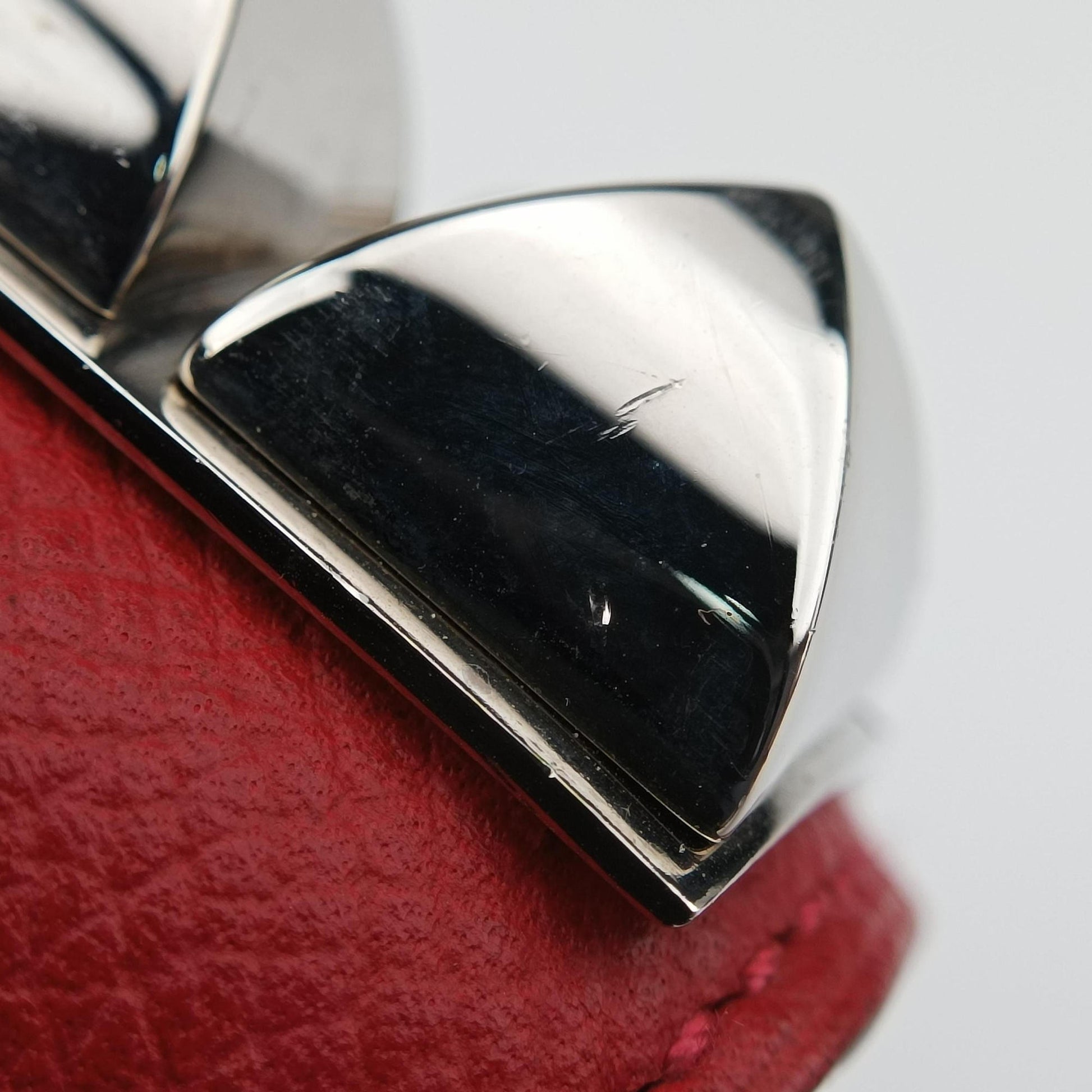 Collier de chien Red×silver Leather×GP SI▢Qコリエ ド シアン レッド×シルバー レザー×GP SI▢Q