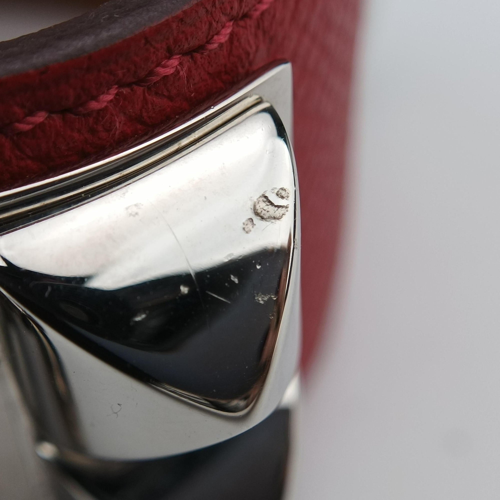 Collier de chien Red×silver Leather×GP SI▢Qコリエ ド シアン レッド×シルバー レザー×GP SI▢Q