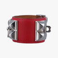 Collier de chien Red×silver Leather×GP SI▢Qコリエ ド シアン レッド×シルバー レザー×GP SI▢Q