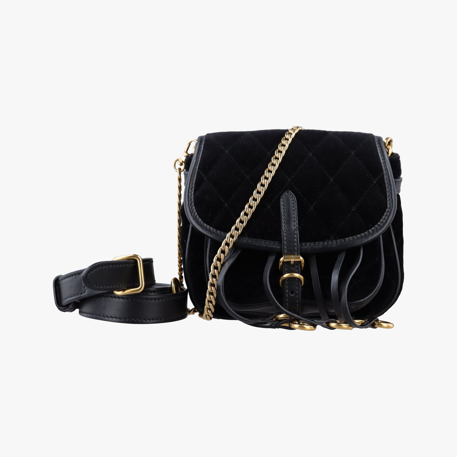Fringe Charms Black Leather×velour IBL002 180/Iフリンジチャーム ブラック レザー×ベロア IBL002 180/I