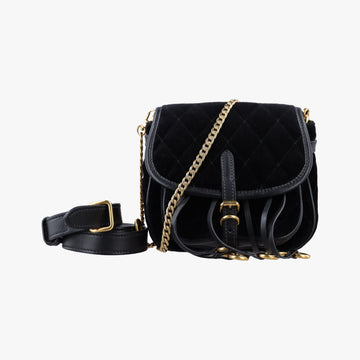 Fringe Charms Black Leather×velour IBL002 180/Iフリンジチャーム ブラック レザー×ベロア IBL002 180/I