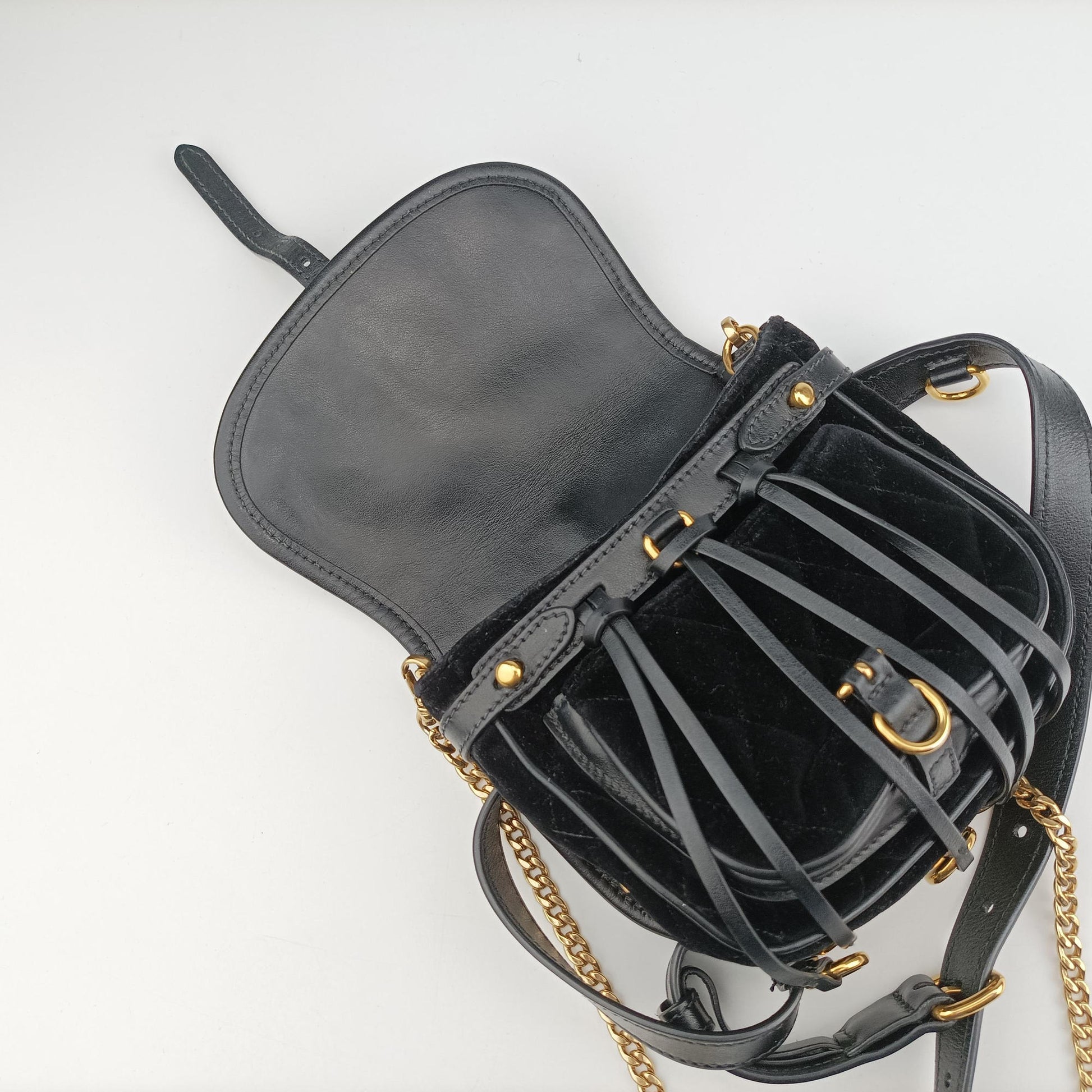 Fringe Charms Black Leather×velour IBL002 180/Iフリンジチャーム ブラック レザー×ベロア IBL002 180/I