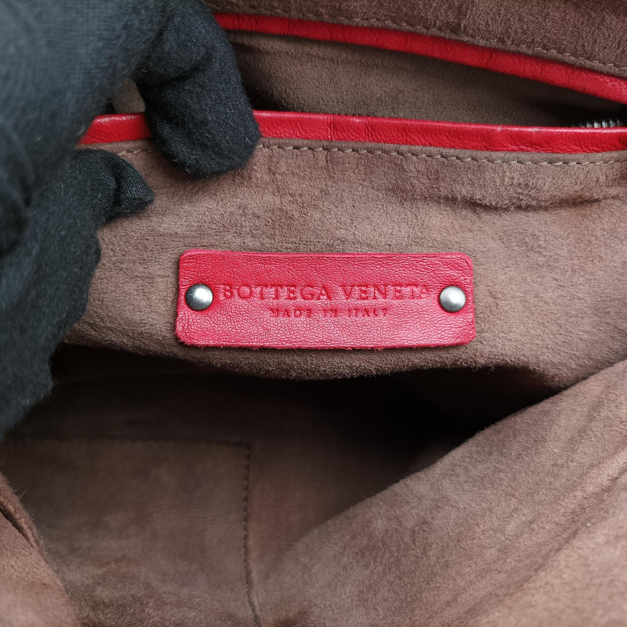 NODINI Intrecciato Red lambskin B06209437Eノディーニ イントレチャート レッド ラムスキン B06209437E