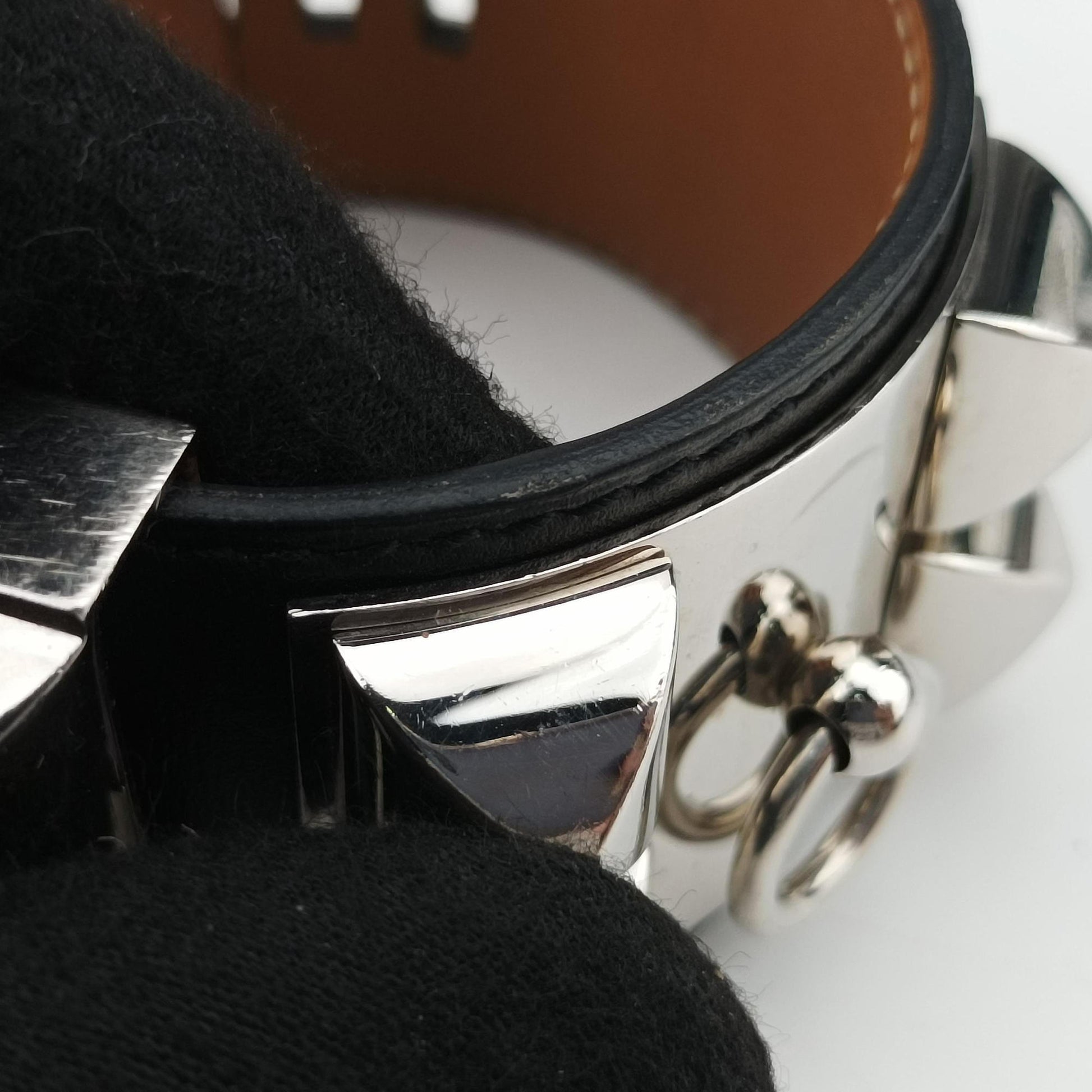 Collier de Chien Black×silver Leather×GP S SI □Oコリエ ド シアン ブラック×シルバー レザー×GP S SI □O