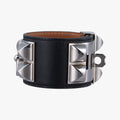 Collier de Chien Black×silver Leather×GP S SI □Oコリエ ド シアン ブラック×シルバー レザー×GP S SI □O