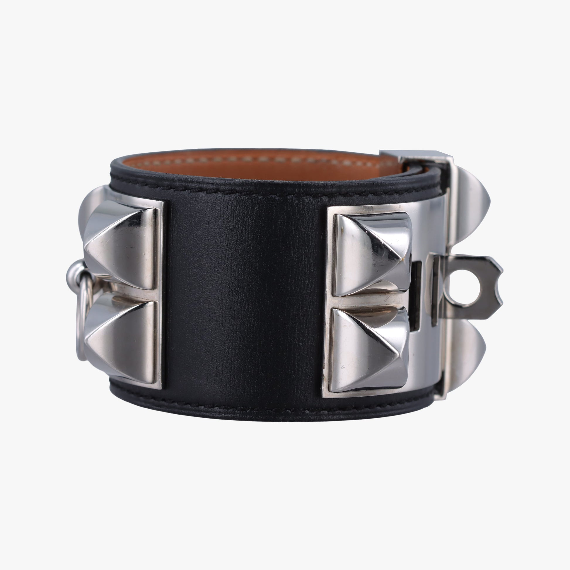 Collier de Chien Black×silver Leather×GP S SI □Oコリエ ド シアン ブラック×シルバー レザー×GP S SI □O