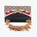 Mini Fox Brooch Bamboo Beige×Multicolour PVC coated canvas×Leather 466428 H012736925ミニ フォックス ブローチ バンブー ベージュ×マルチカラー PVCコーティングキャンバス×レザー 466428 H012736925