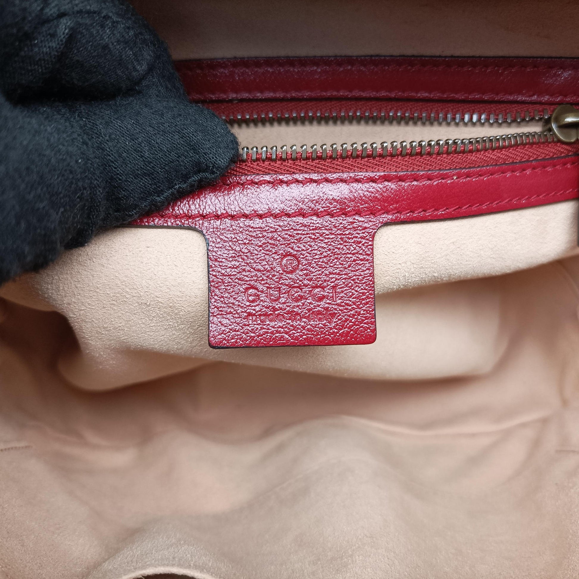GG Marmont Bamboo Top Handle Black×red Leather 602270 G031105502GGマーモント バンブー トップ ハンドル ブラック×レッド レザー 602270 G031105502