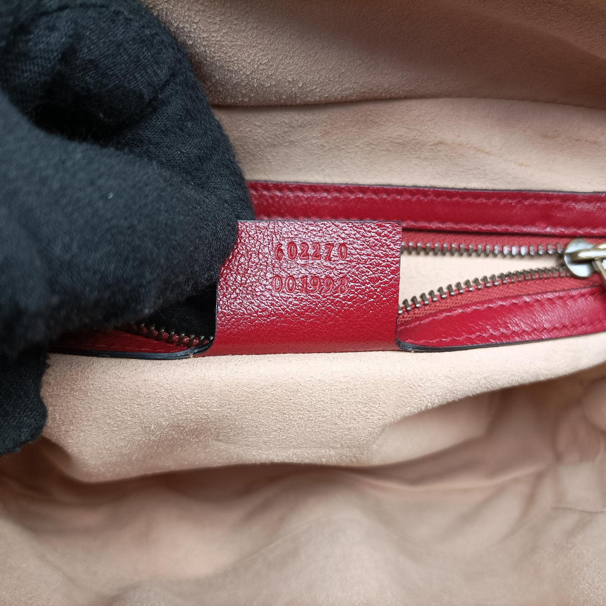 GG Marmont Bamboo Top Handle Black×red Leather 602270 G031105502GGマーモント バンブー トップ ハンドル ブラック×レッド レザー 602270 G031105502