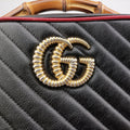 GG Marmont Bamboo Top Handle Black×red Leather 602270 G031105502GGマーモント バンブー トップ ハンドル ブラック×レッド レザー 602270 G031105502