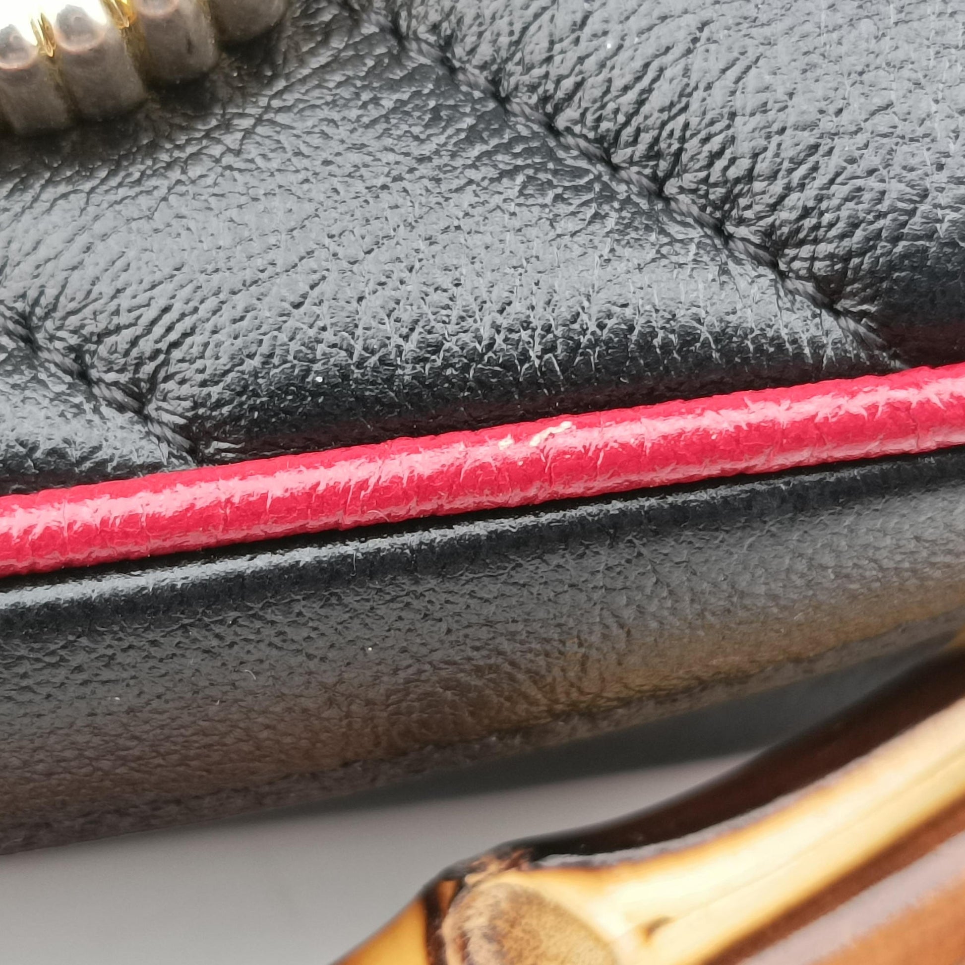 GG Marmont Bamboo Top Handle Black×red Leather 602270 G031105502GGマーモント バンブー トップ ハンドル ブラック×レッド レザー 602270 G031105502