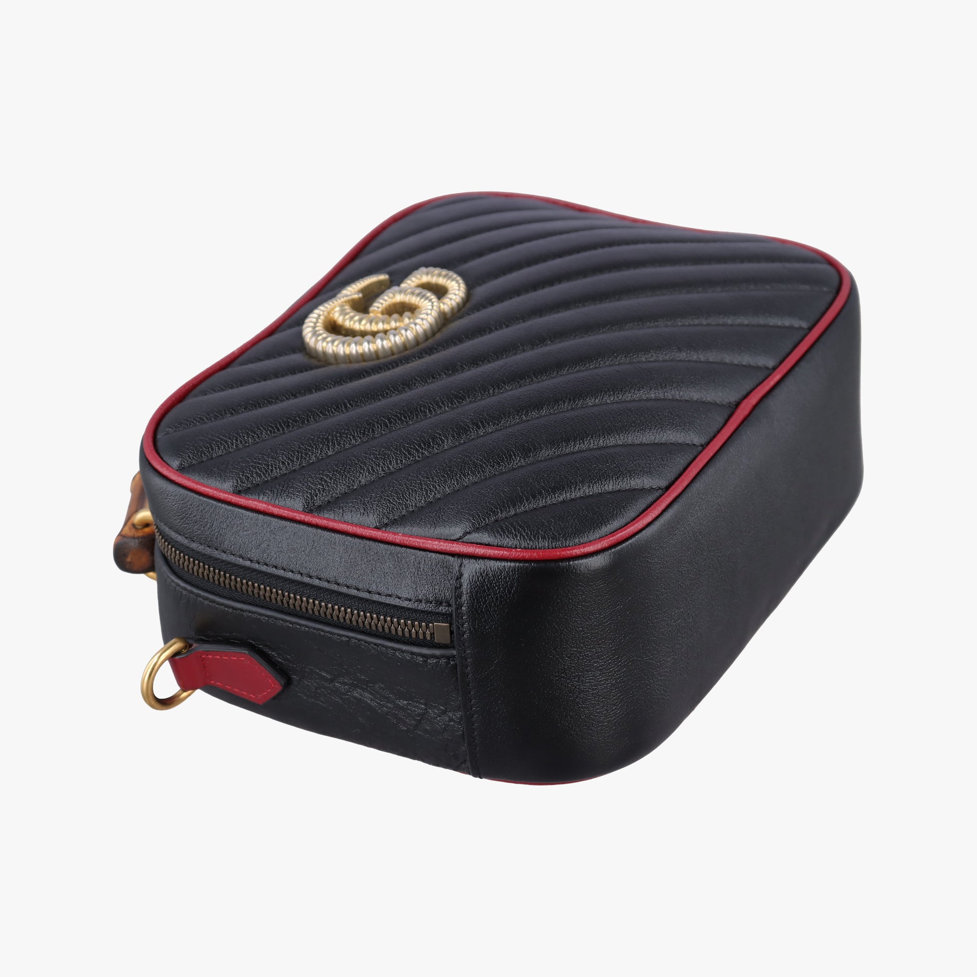 GG Marmont Bamboo Top Handle Black×red Leather 602270 G031105502GGマーモント バンブー トップ ハンドル ブラック×レッド レザー 602270 G031105502