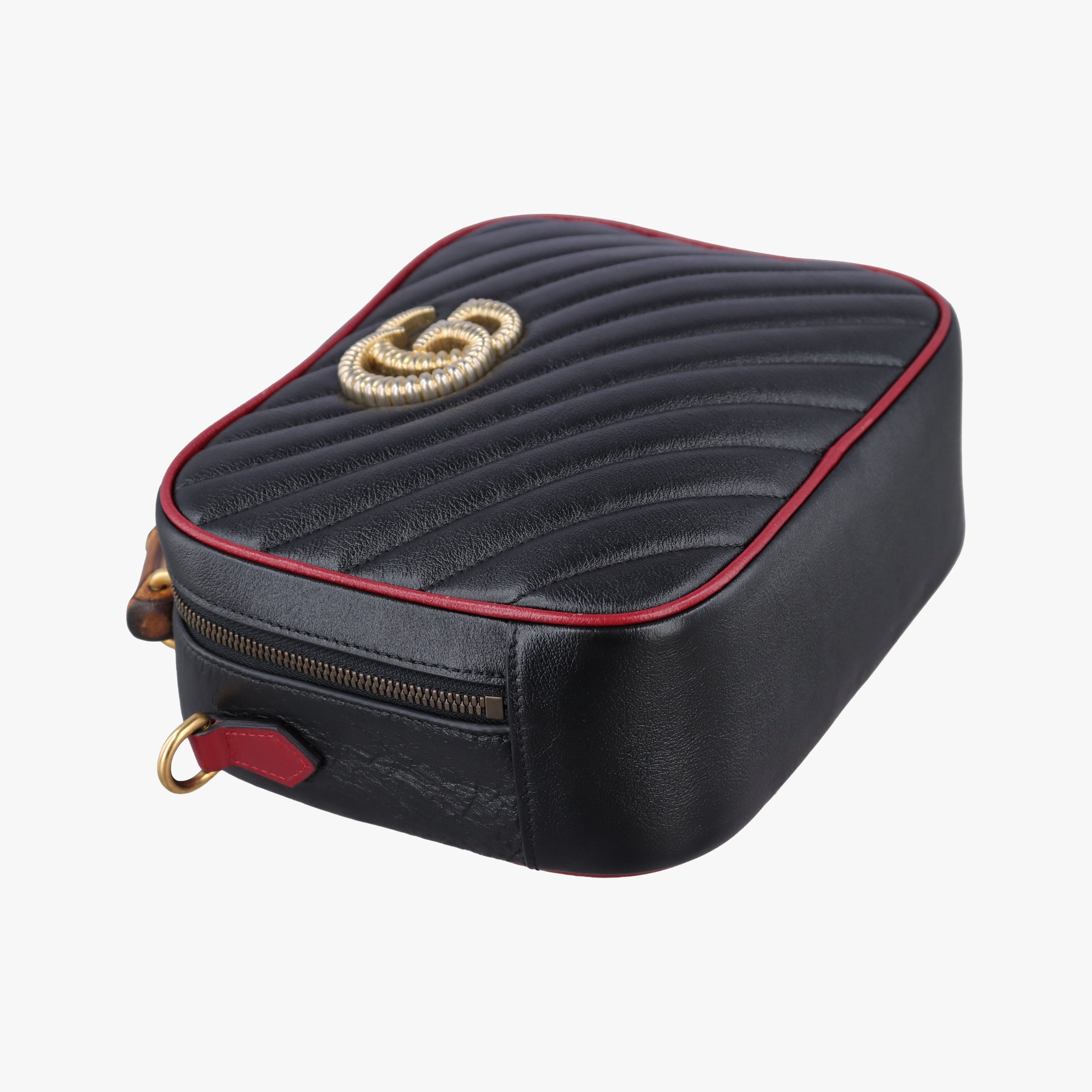 GG Marmont Bamboo Top Handle Black×red Leather 602270 G031105502GGマーモント バンブー トップ ハンドル ブラック×レッド レザー 602270 G031105502