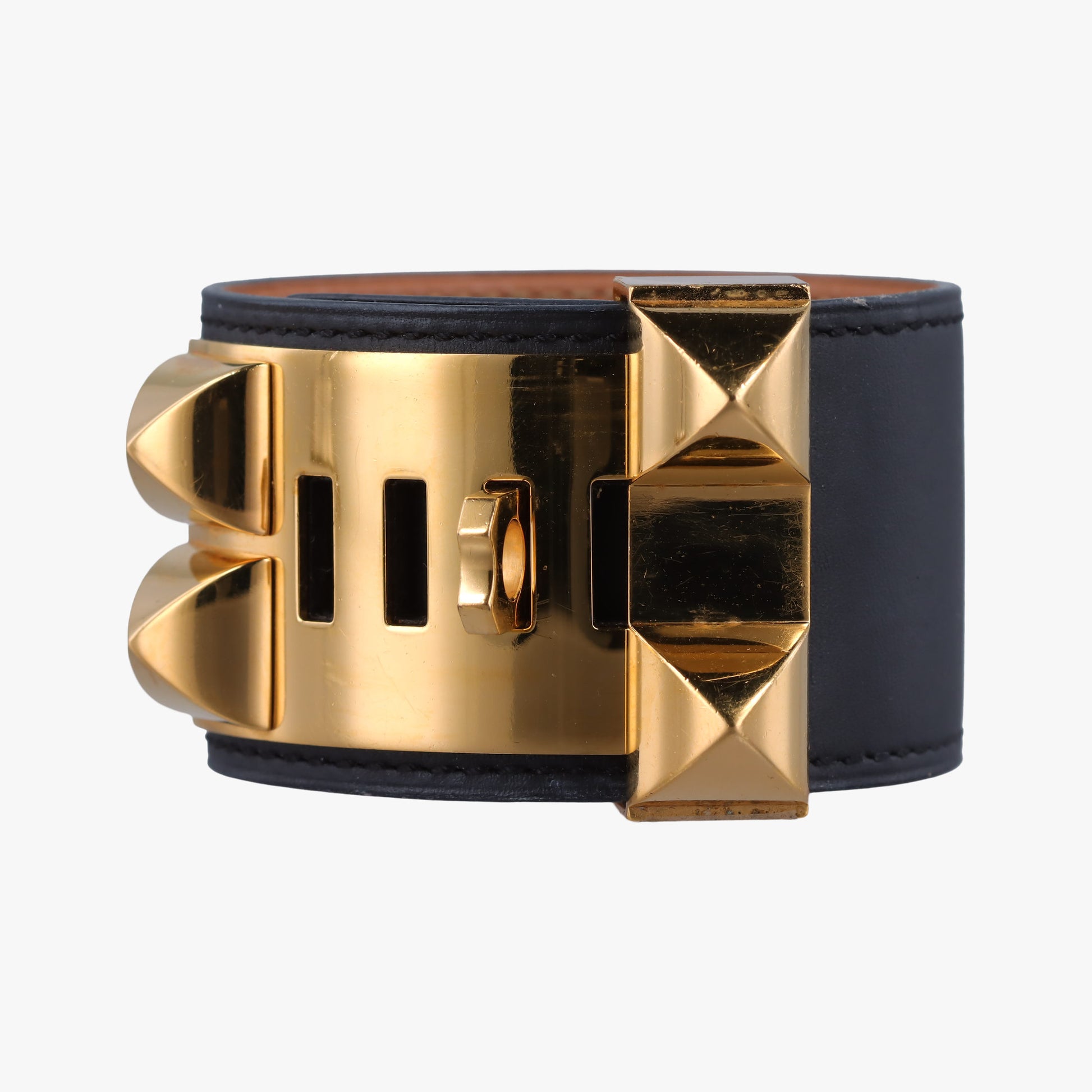 Collier de Chien Black×golden Leather × GP S ▢R SIコリエ ド シアン ブラック×ゴールド レザー×GP S ▢R SI