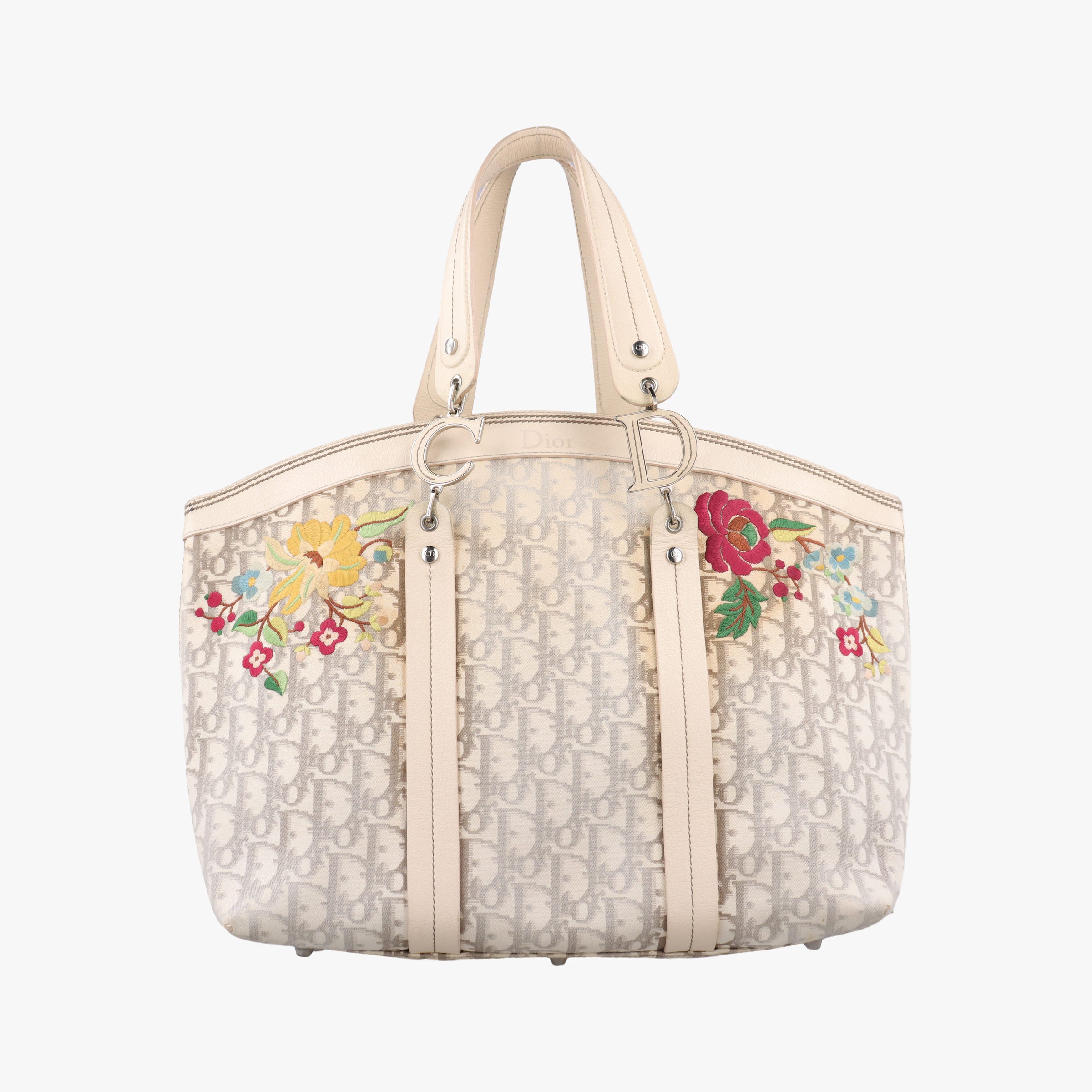 Trotter Flower Line White x Beige x Multicolor canvas × leather 05-BO-0035トロッター フラワーライン ホワイト×ベージュ×マルチカラー キャンバス×レザー 05-BO-0035