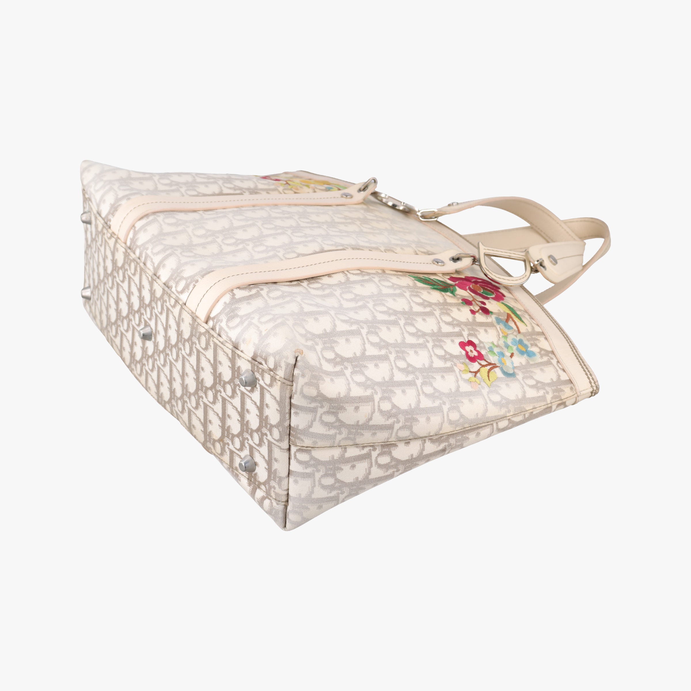 Trotter Flower Line White x Beige x Multicolor canvas × leather 05-BO-0035トロッター フラワーライン ホワイト×ベージュ×マルチカラー キャンバス×レザー 05-BO-0035