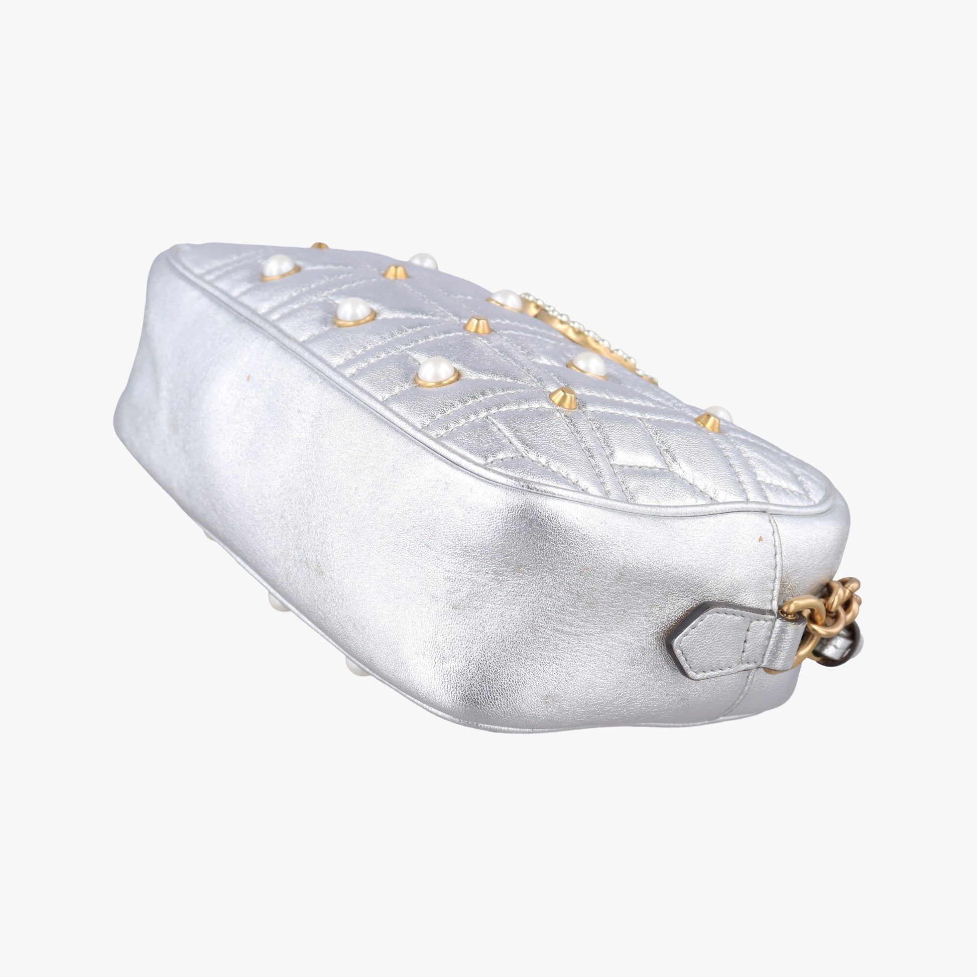 GG Marmont Silver Leather 447632 G021273675GGマーモント シルバー レザー 447632 G021273675