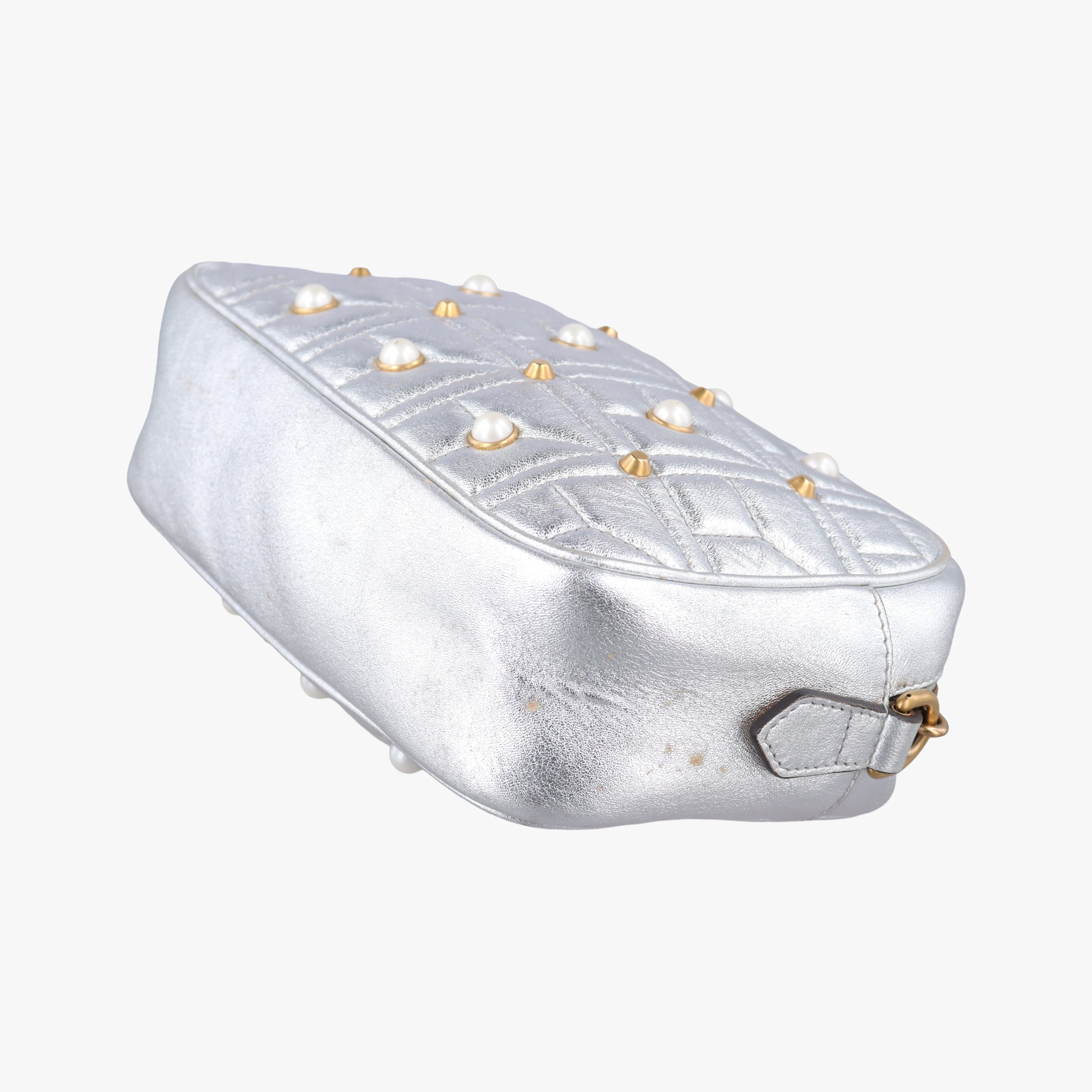 GG Marmont Silver Leather 447632 G021273675GGマーモント シルバー レザー 447632 G021273675