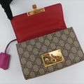 Padlock beige×red×pink PVC coated canvas×Leather 409487 E019422572パドロック ベージュ×レッド×ピンク PVCコーティングキャンバス×レザー 409487 E019422572