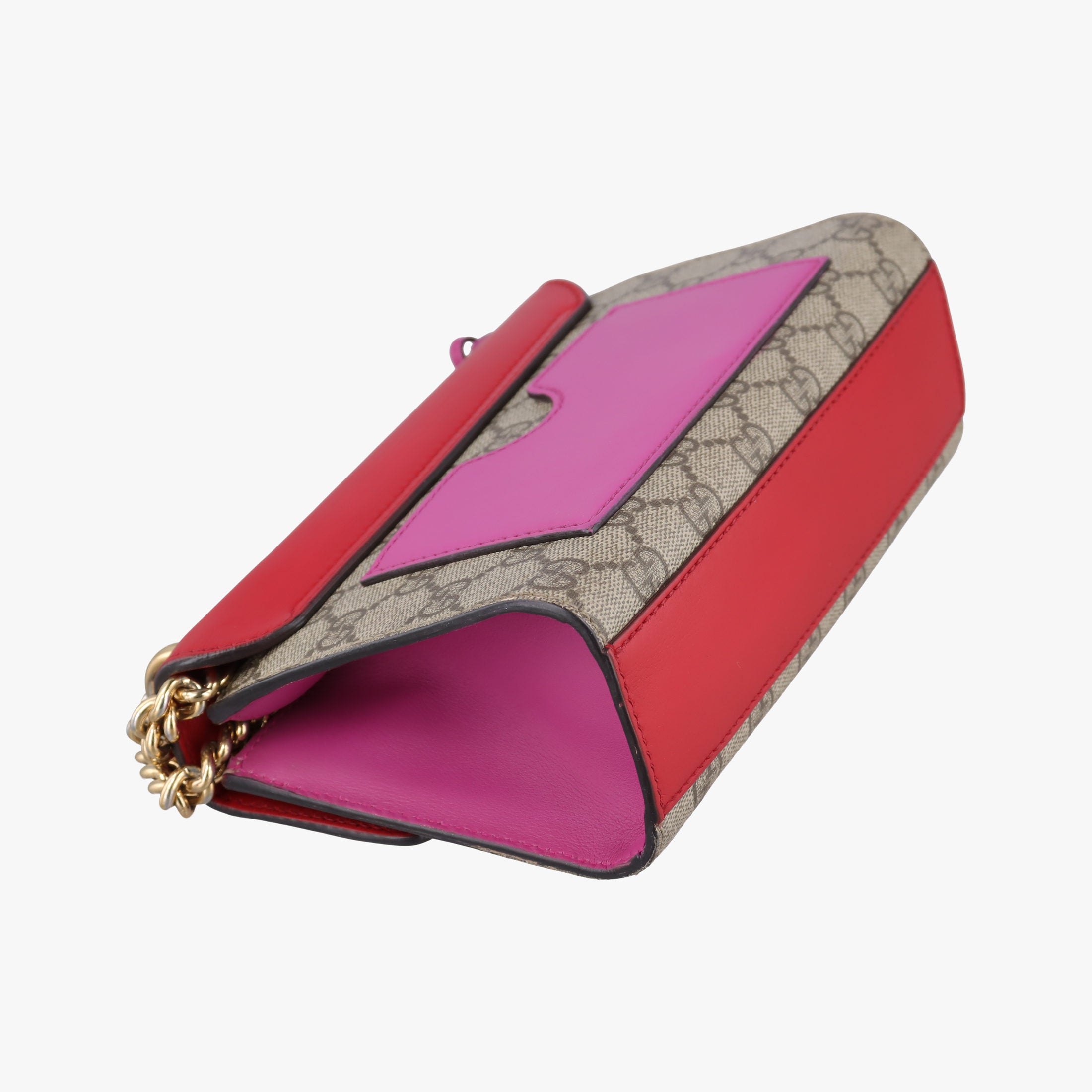 Padlock beige×red×pink PVC coated canvas×Leather 409487 E019422572パドロック ベージュ×レッド×ピンク PVCコーティングキャンバス×レザー 409487 E019422572