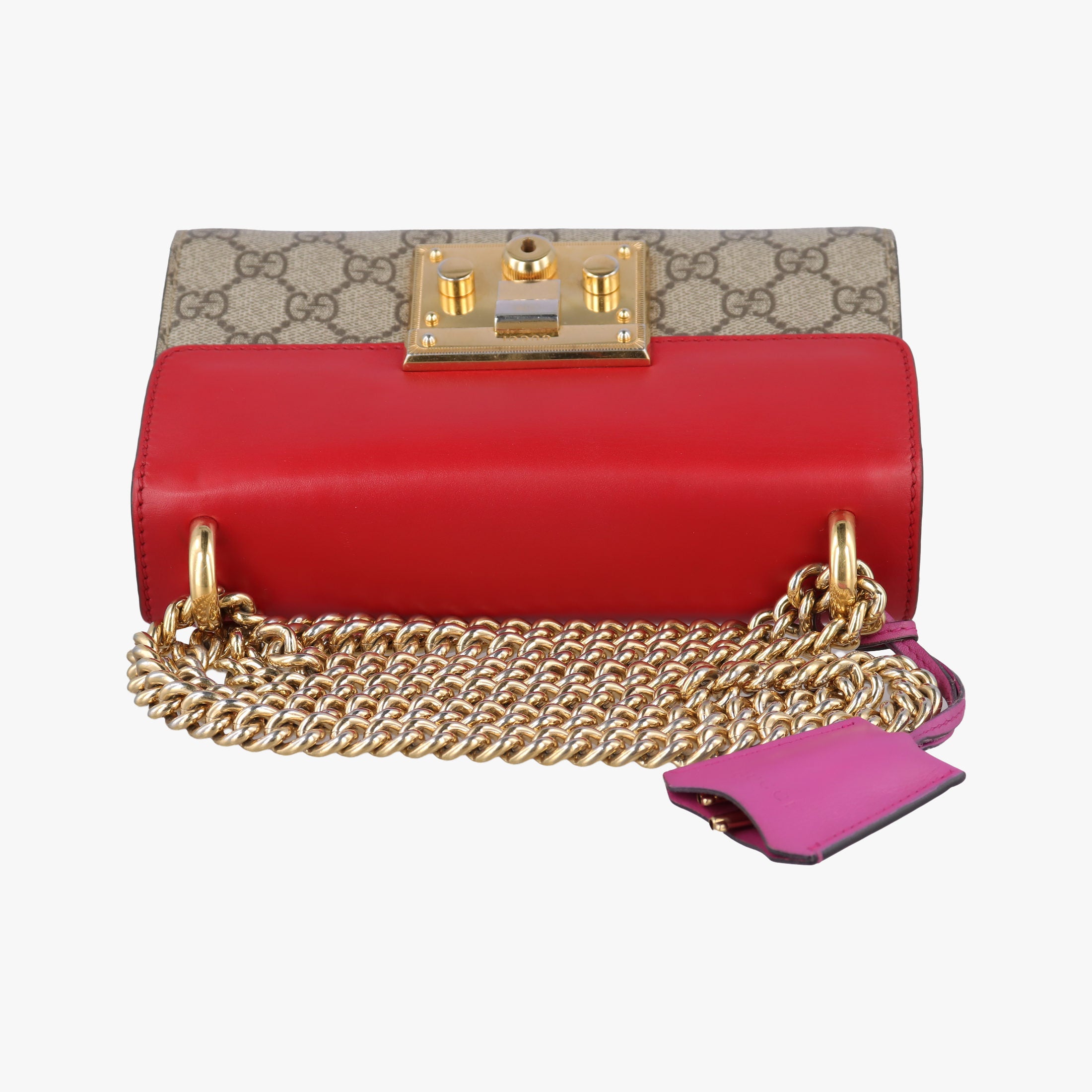 Padlock beige×red×pink PVC coated canvas×Leather 409487 E019422572パドロック ベージュ×レッド×ピンク PVCコーティングキャンバス×レザー 409487 E019422572