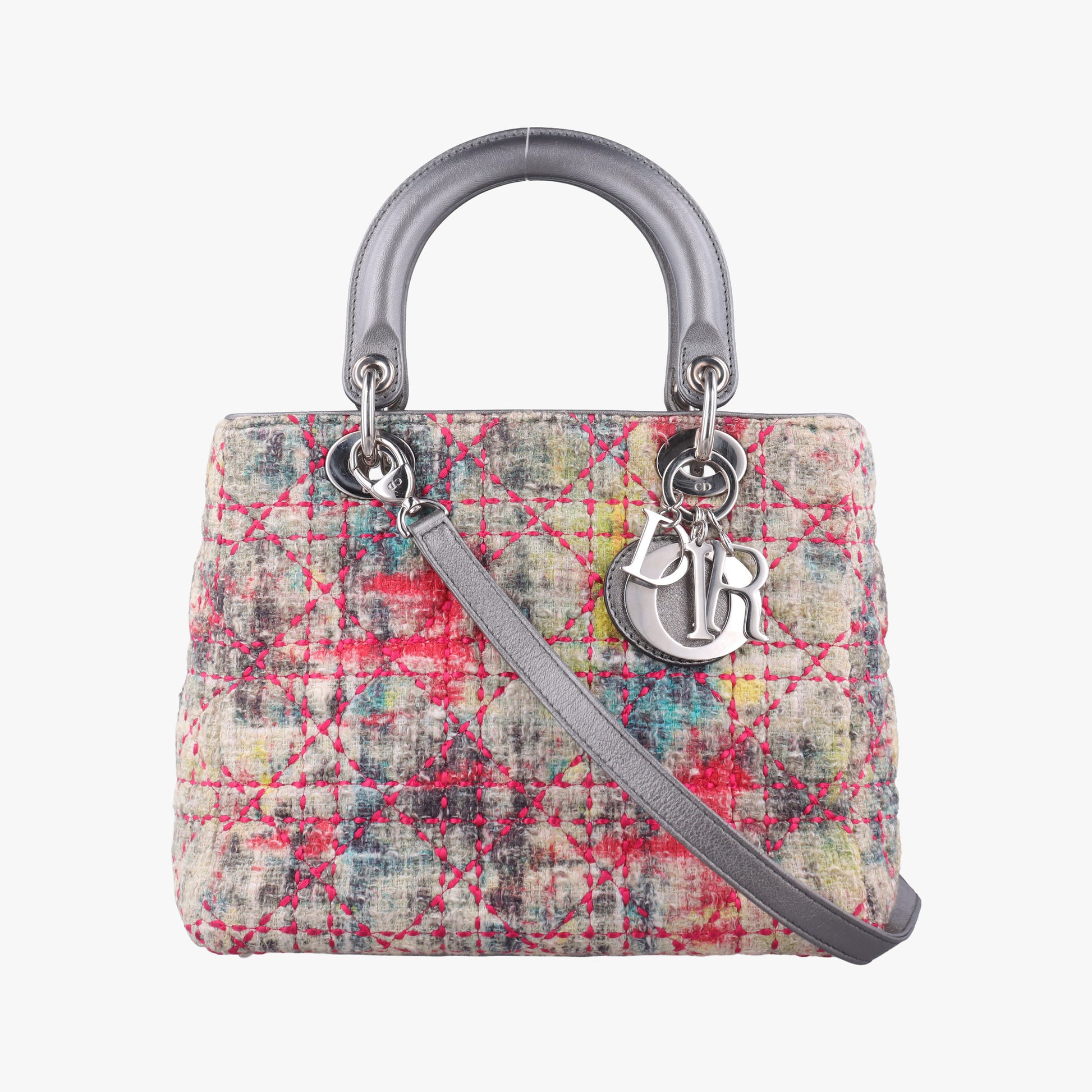Lady Dior Multicolor Tweed Wool × Metallic Leather 02-MA-0171レディディオール マルチカラー ツイード  × メタリックレザー  02-MA-0171