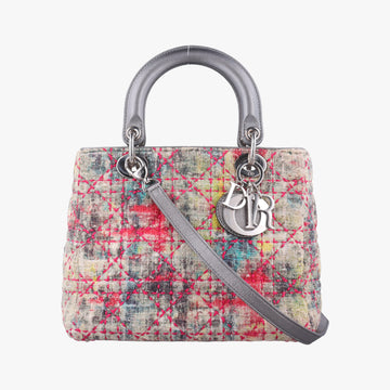 Lady Dior Multicolor Tweed Wool × Metallic Leather 02-MA-0171レディディオール マルチカラー ツイード  × メタリックレザー  02-MA-0171