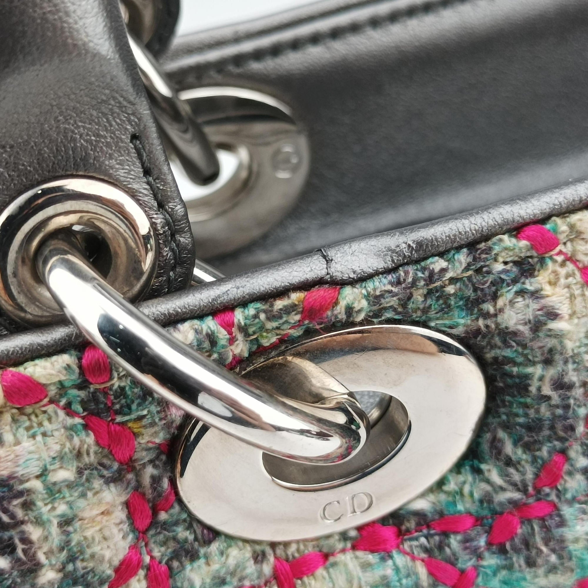Lady Dior Multicolor Tweed Wool × Metallic Leather 02-MA-0171レディディオール マルチカラー ツイード  × メタリックレザー  02-MA-0171