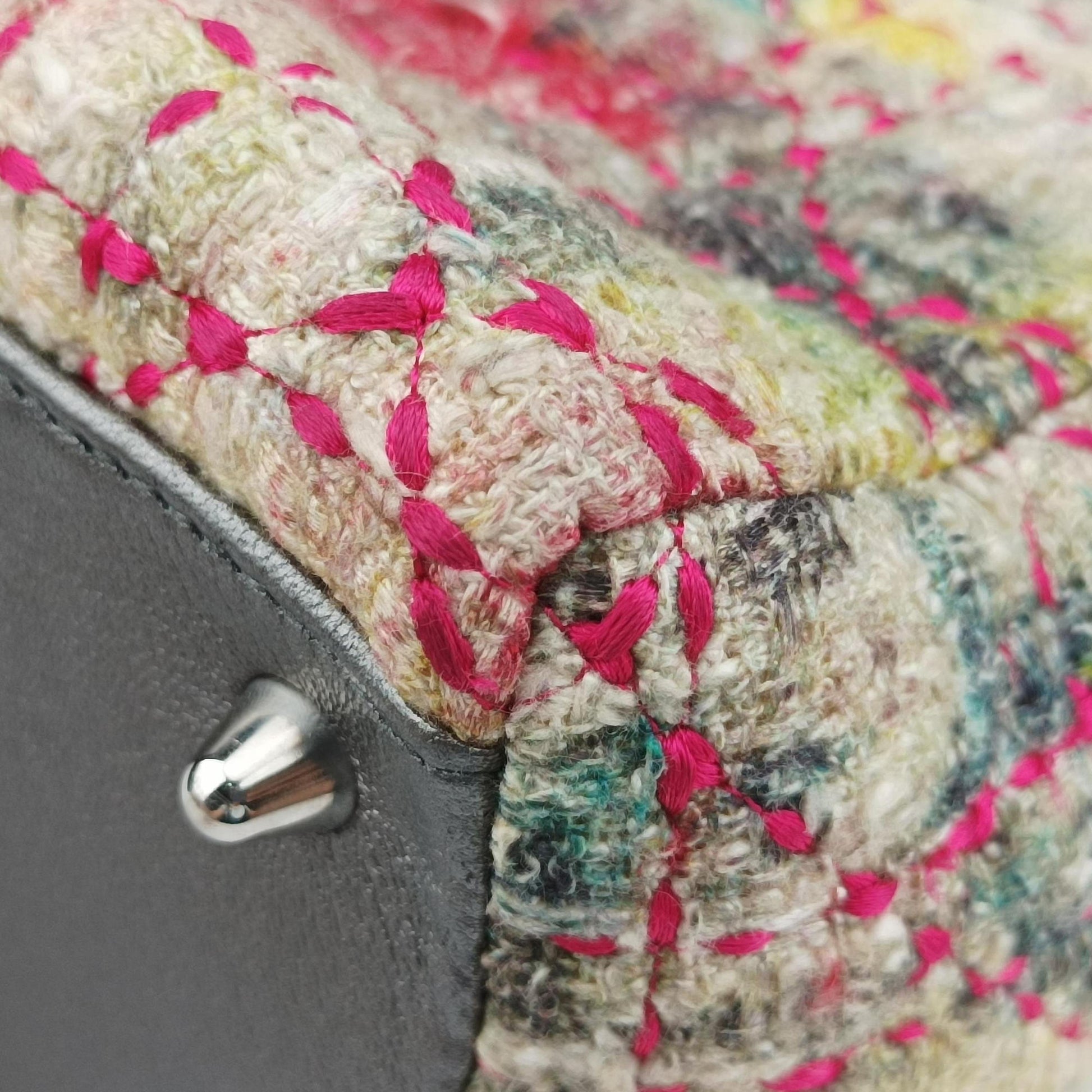 Lady Dior Multicolor Tweed Wool × Metallic Leather 02-MA-0171レディディオール マルチカラー ツイード  × メタリックレザー  02-MA-0171