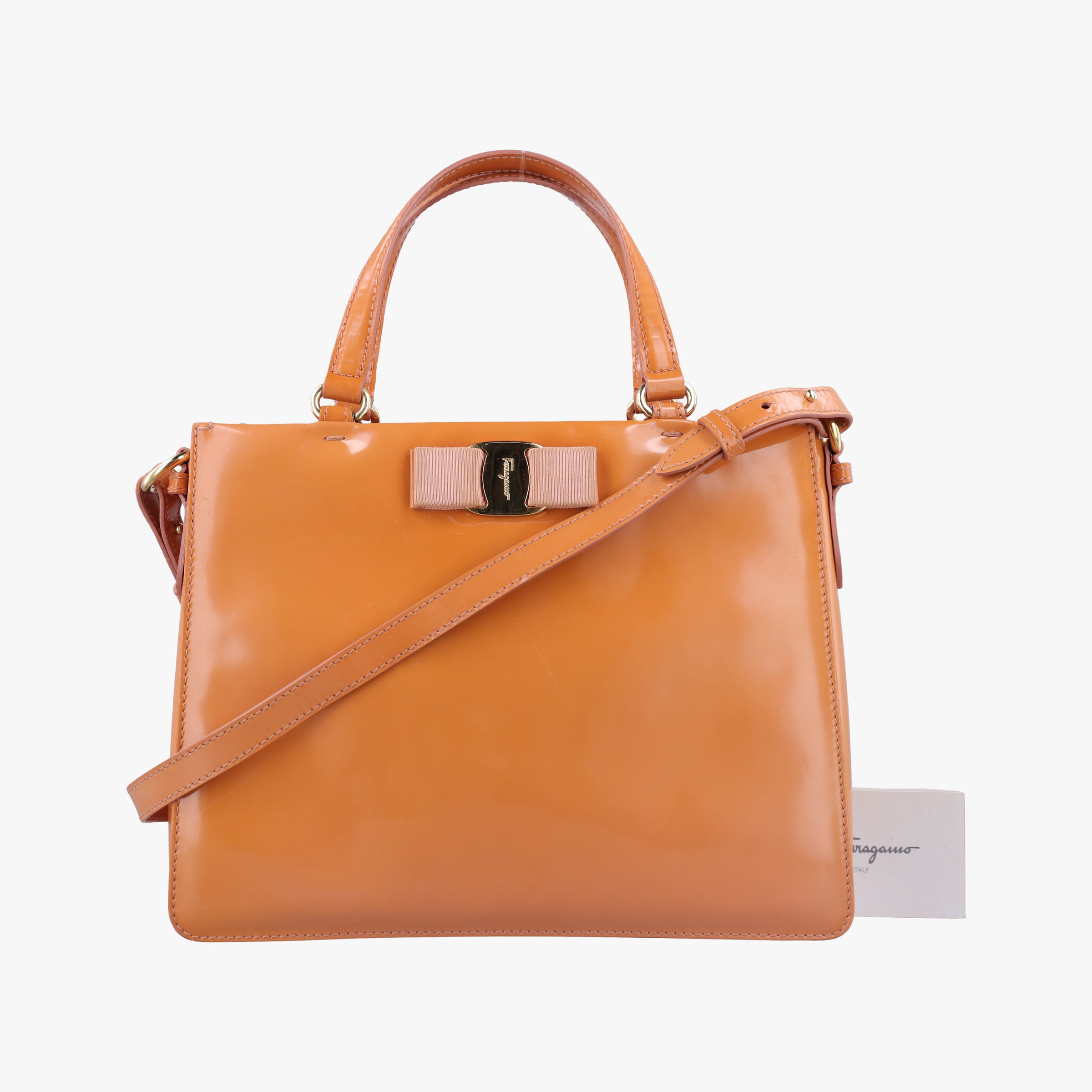 Vara Bow Caramel Patent AB-21E298ヴァラ リボン キャメル パテント AB-21E298