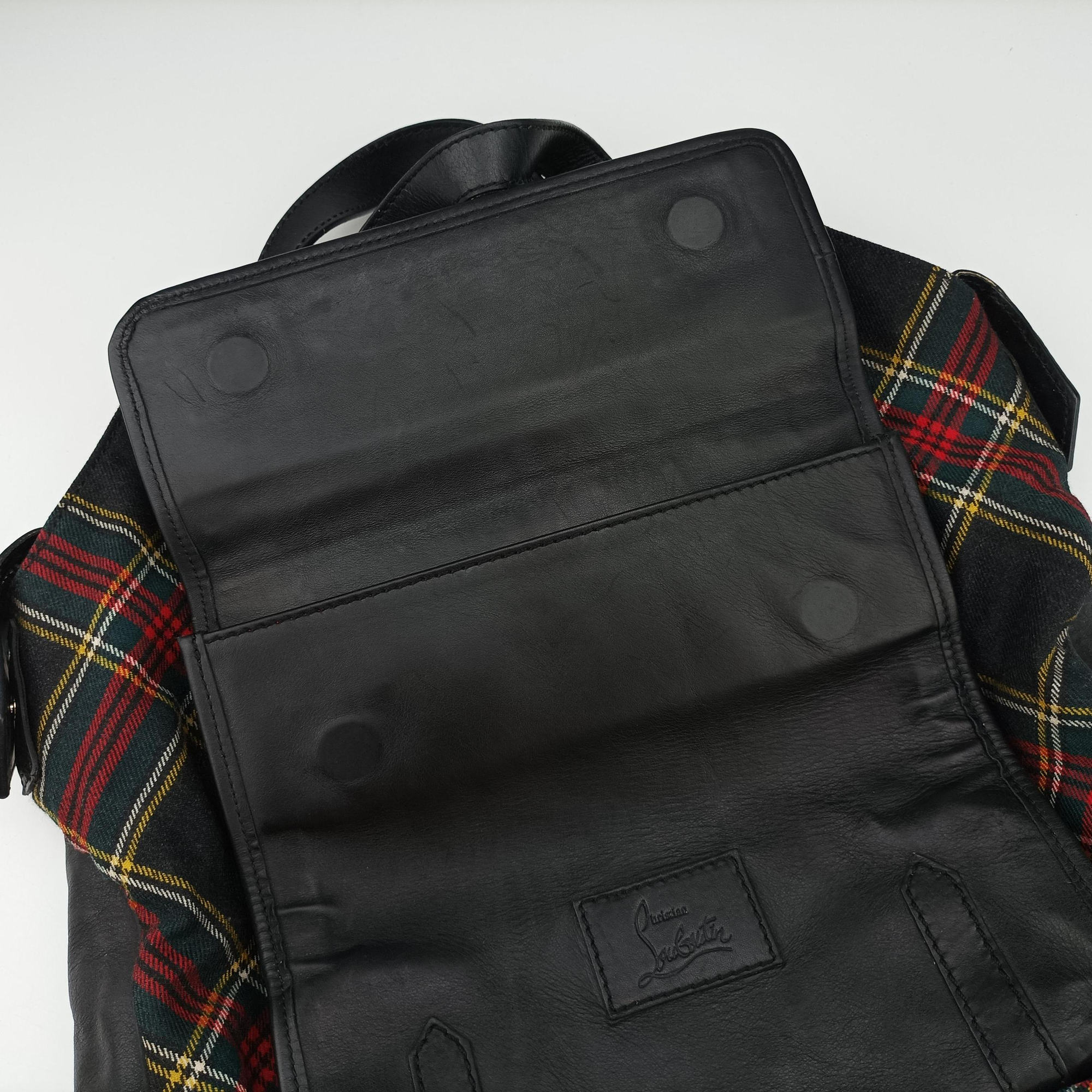 Syd SpikedRed Tartan × BlackCanvas/Velvet × Calfskinシド スタッズレッドチェック × ブラックキャンバス/ベルベット × レザー