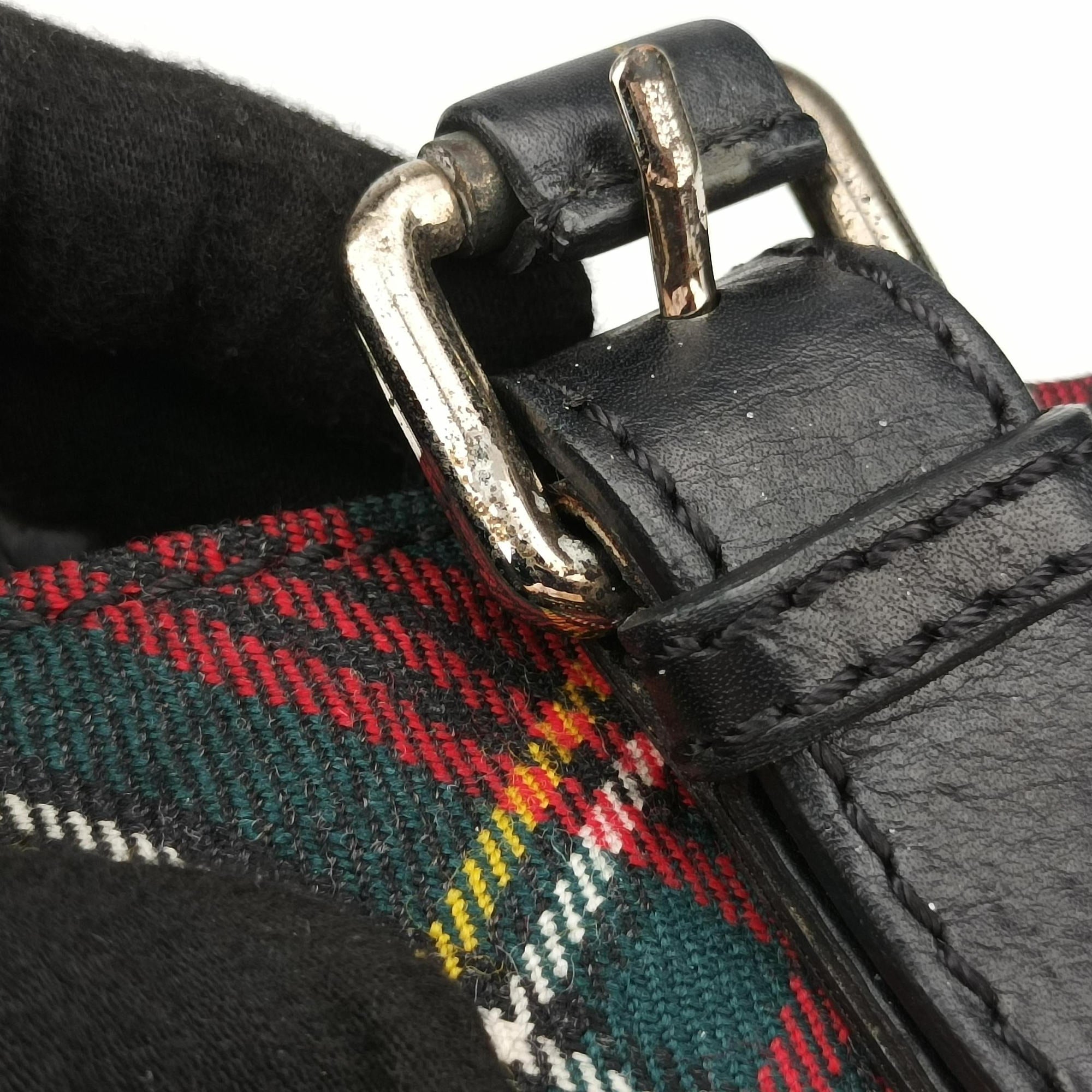 Syd SpikedRed Tartan × BlackCanvas/Velvet × Calfskinシド スタッズレッドチェック × ブラックキャンバス/ベルベット × レザー