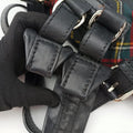 Syd SpikedRed Tartan × BlackCanvas/Velvet × Calfskinシド スタッズレッドチェック × ブラックキャンバス/ベルベット × レザー
