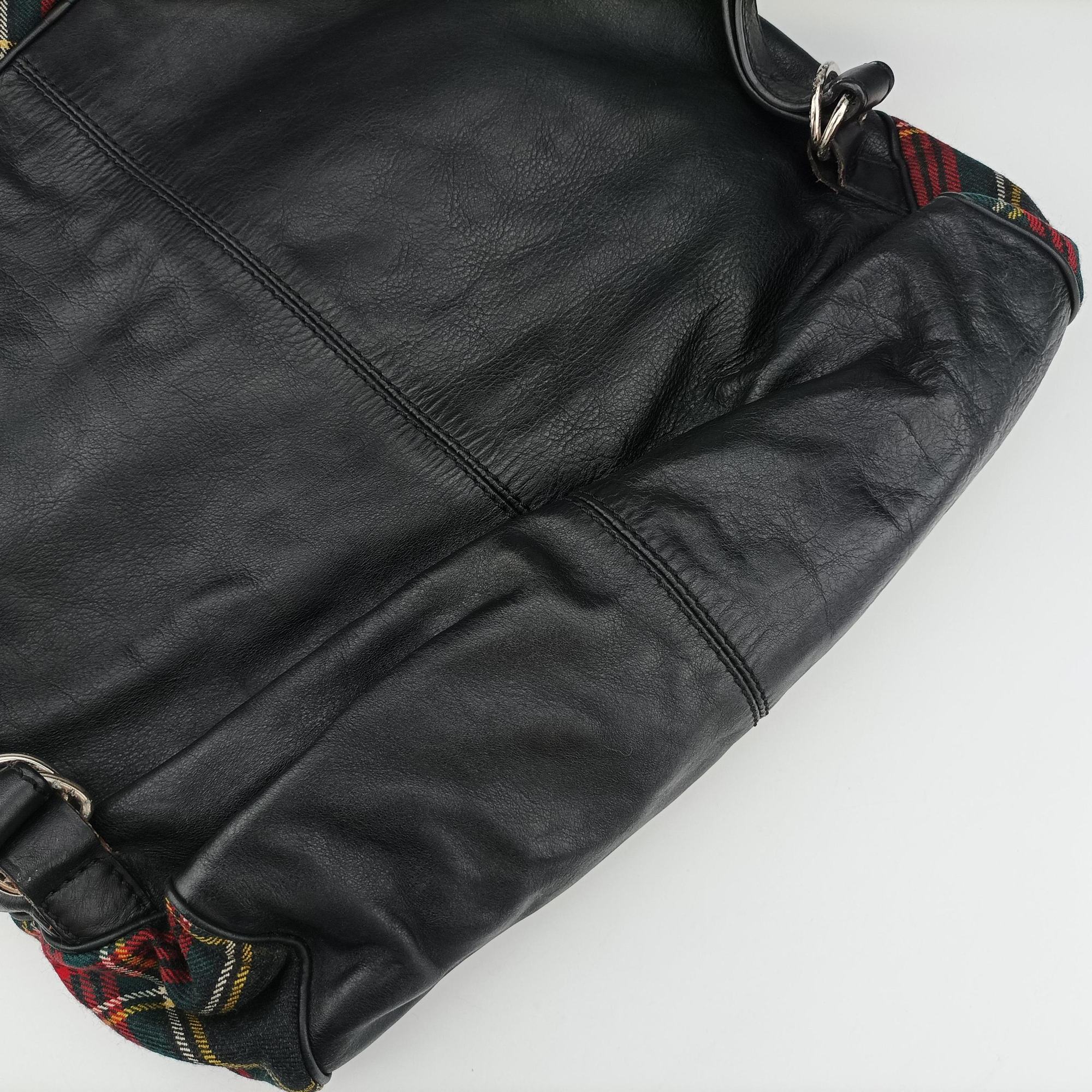 Syd SpikedRed Tartan × BlackCanvas/Velvet × Calfskinシド スタッズレッドチェック × ブラックキャンバス/ベルベット × レザー