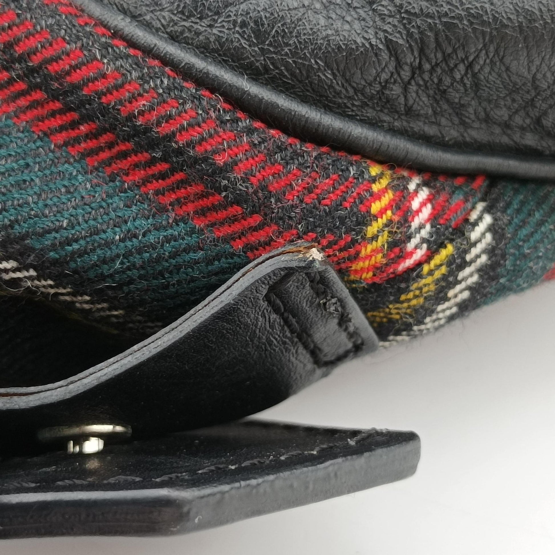 Syd SpikedRed Tartan × BlackCanvas/Velvet × Calfskinシド スタッズレッドチェック × ブラックキャンバス/ベルベット × レザー