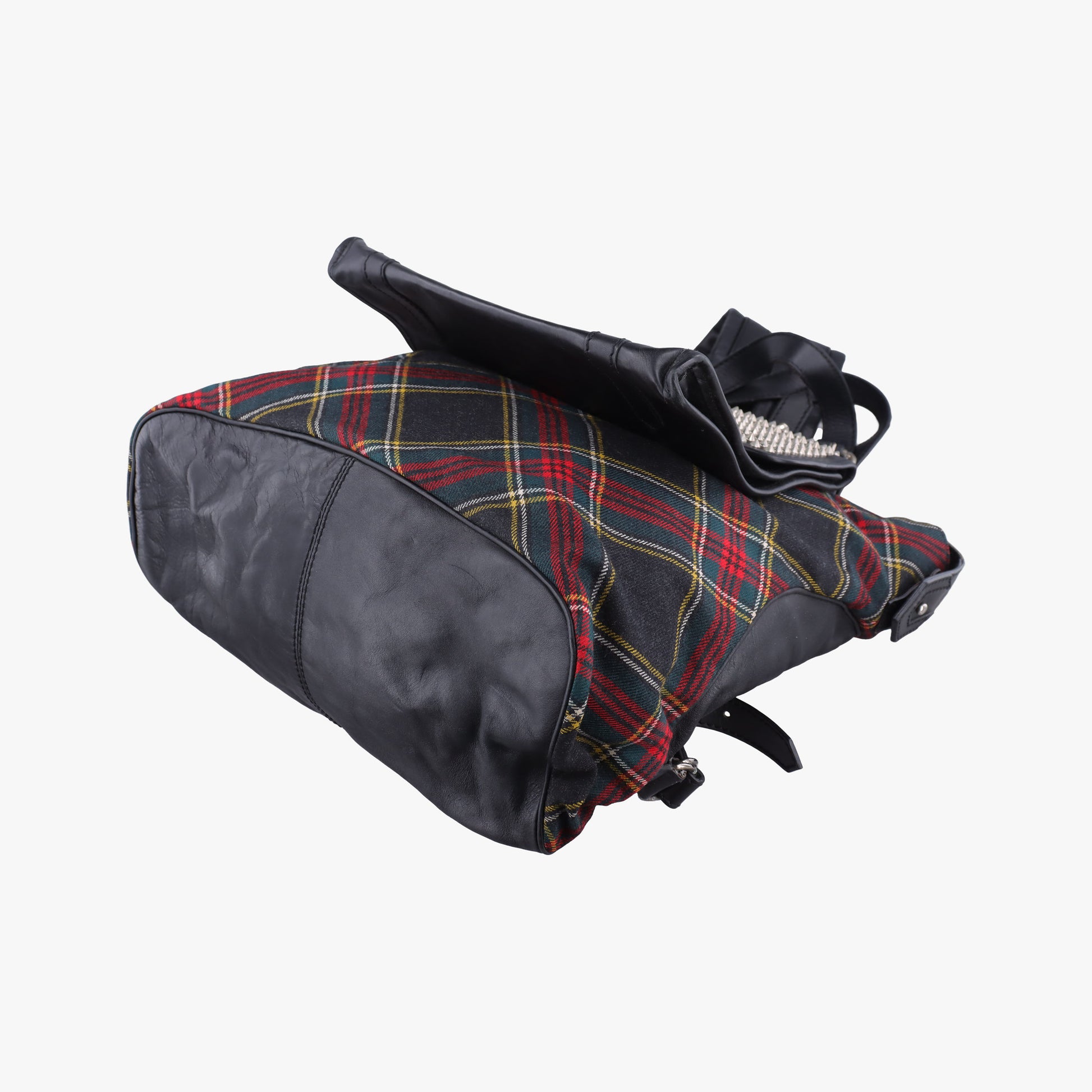Syd SpikedRed Tartan × BlackCanvas/Velvet × Calfskinシド スタッズレッドチェック × ブラックキャンバス/ベルベット × レザー