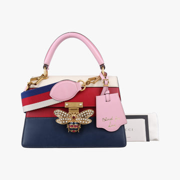 Queen Margaret White×Red×Blue×Pink Leather 476541 D023995575クイーン マーガレット ホワイト×レッド×ブルー×ピンク レザー 476541 D023995575