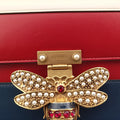 Queen Margaret White×Red×Blue×Pink Leather 476541 D023995575クイーン マーガレット ホワイト×レッド×ブルー×ピンク レザー 476541 D023995575