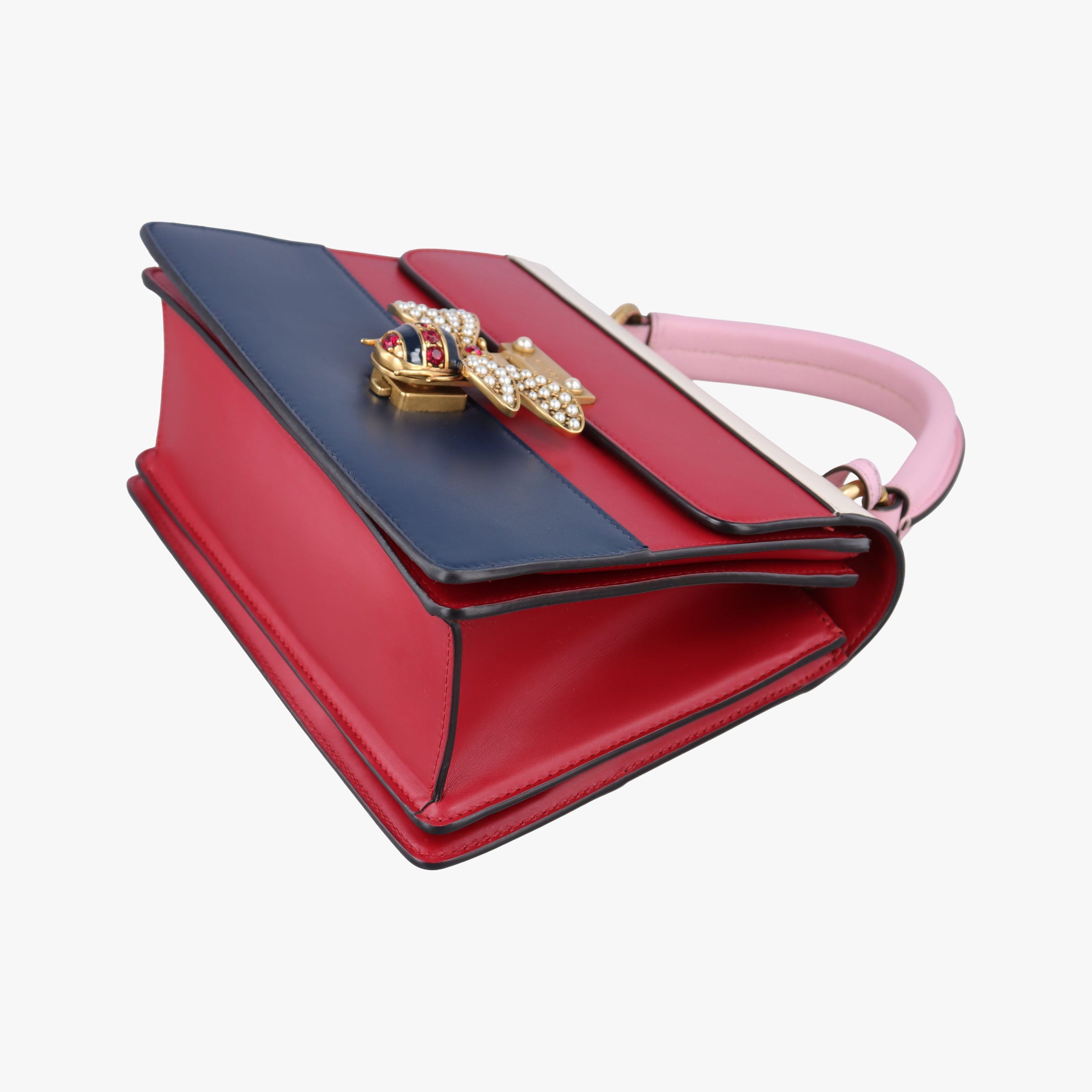 Queen Margaret White×Red×Blue×Pink Leather 476541 D023995575クイーン マーガレット ホワイト×レッド×ブルー×ピンク レザー 476541 D023995575