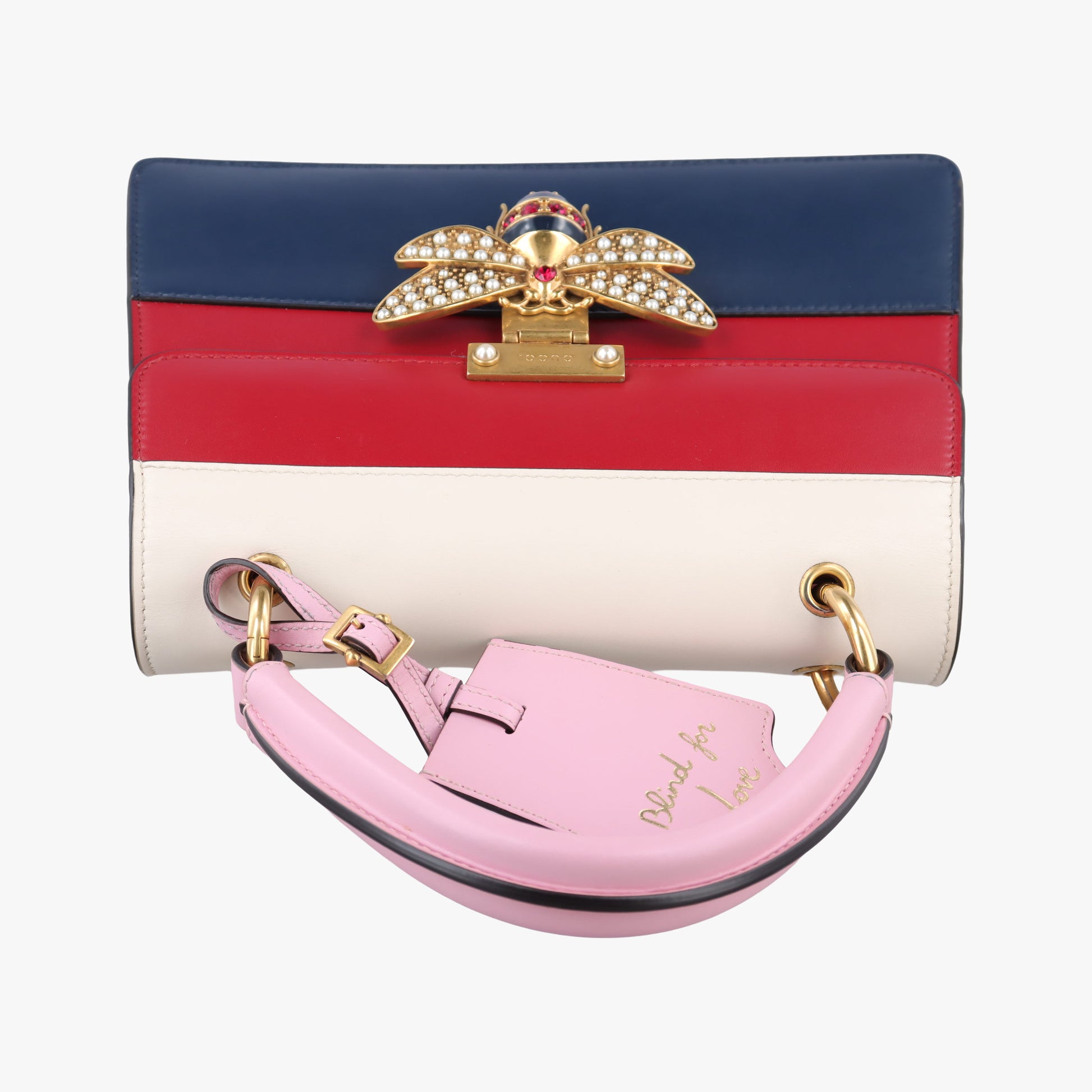 Queen Margaret White×Red×Blue×Pink Leather 476541 D023995575クイーン マーガレット ホワイト×レッド×ブルー×ピンク レザー 476541 D023995575