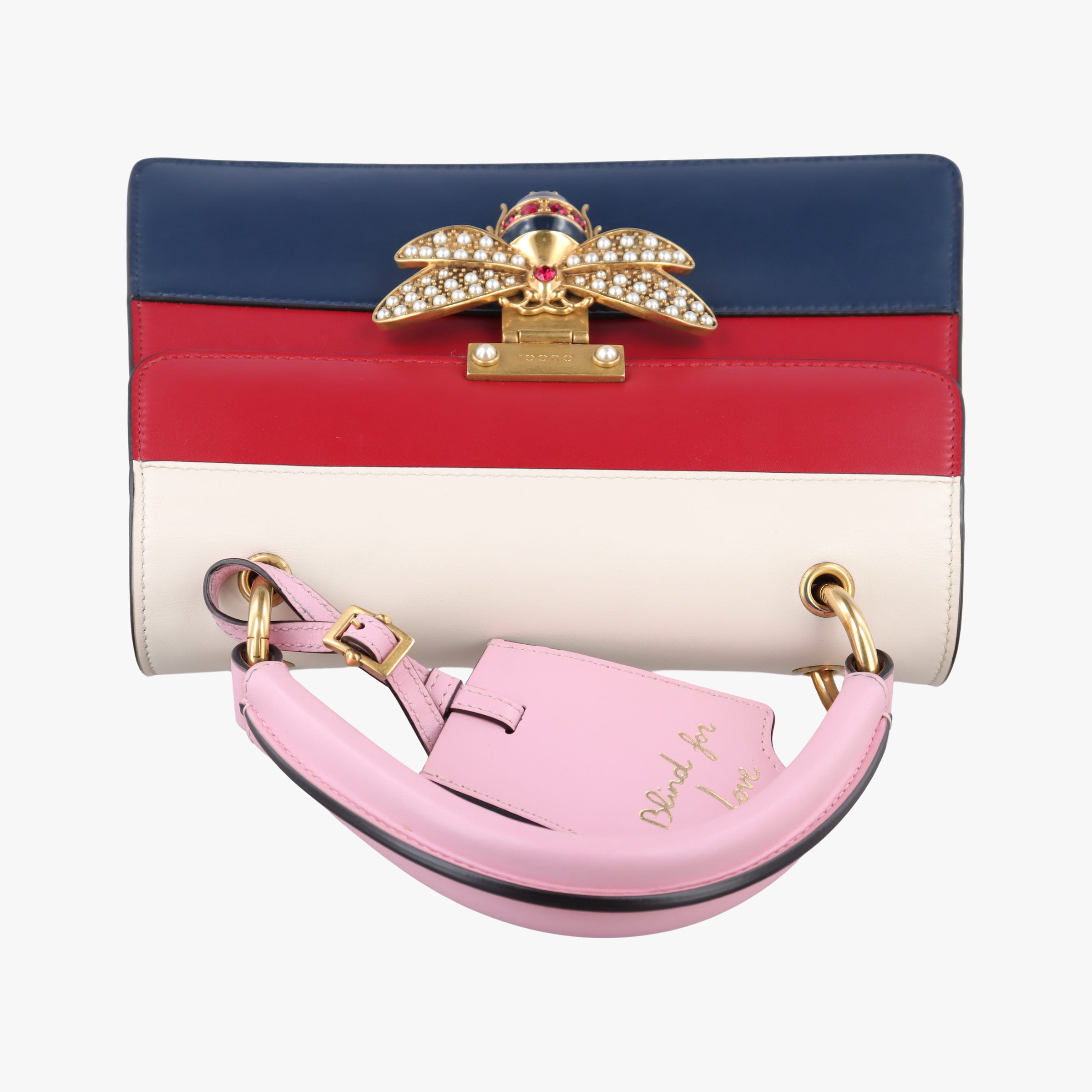 Queen Margaret White×Red×Blue×Pink Leather 476541 D023995575クイーン マーガレット ホワイト×レッド×ブルー×ピンク レザー 476541 D023995575